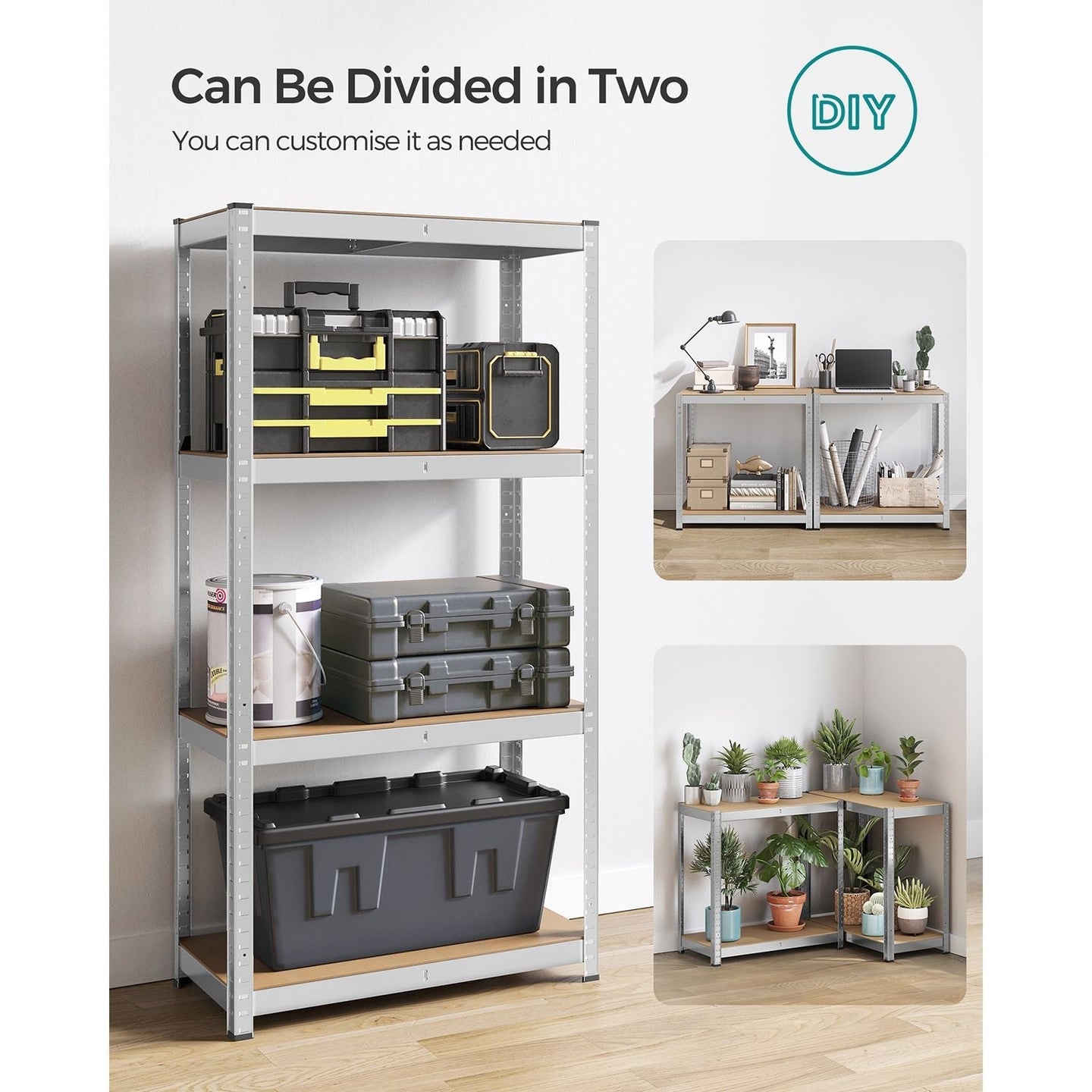 4-Tier Shelving Unit - 520 kg Capacity - Boltless Steel - Silver