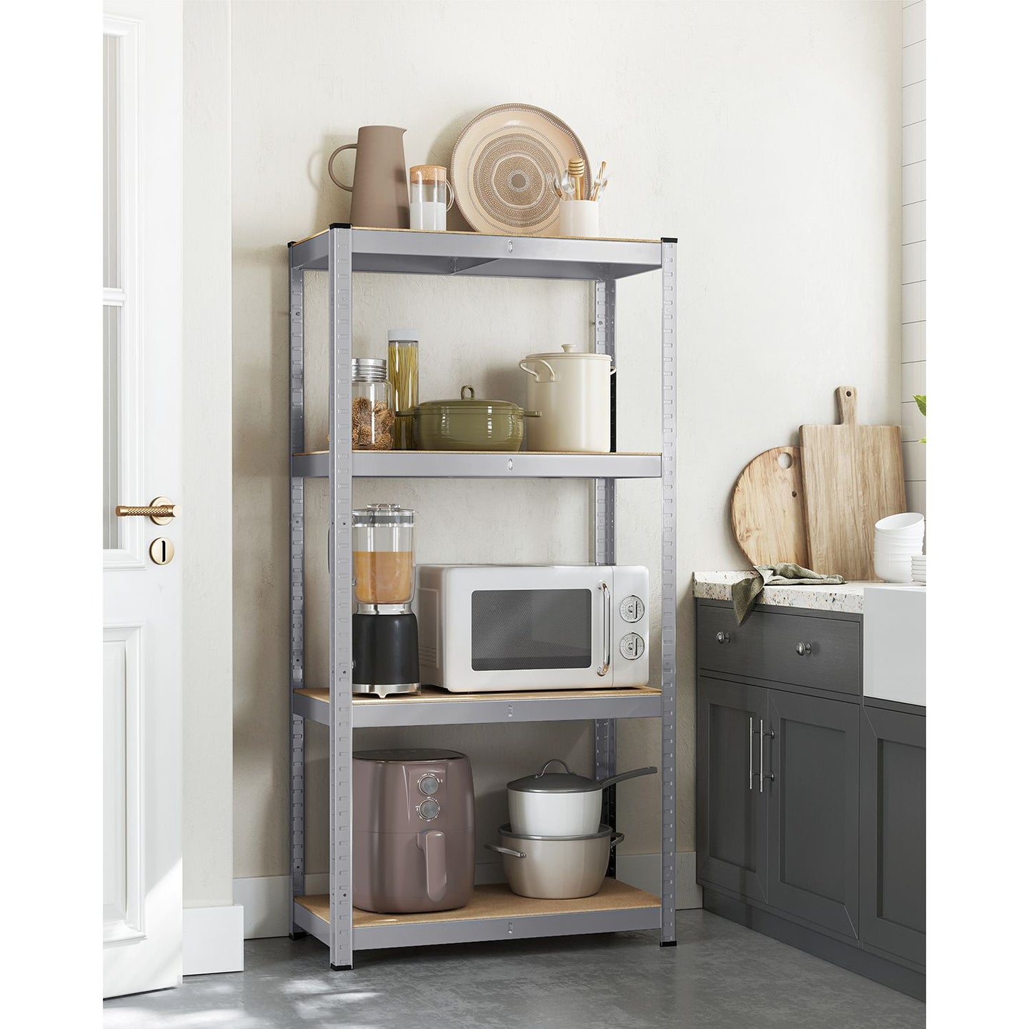 4-Tier Shelving Unit - 520 kg Capacity - Boltless Steel - Silver