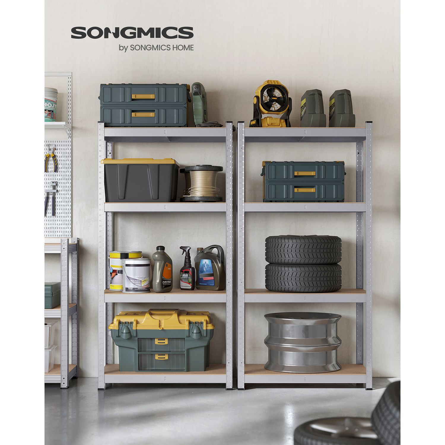 4-Tier Shelving Unit - 520 kg Capacity - Boltless Steel - Silver