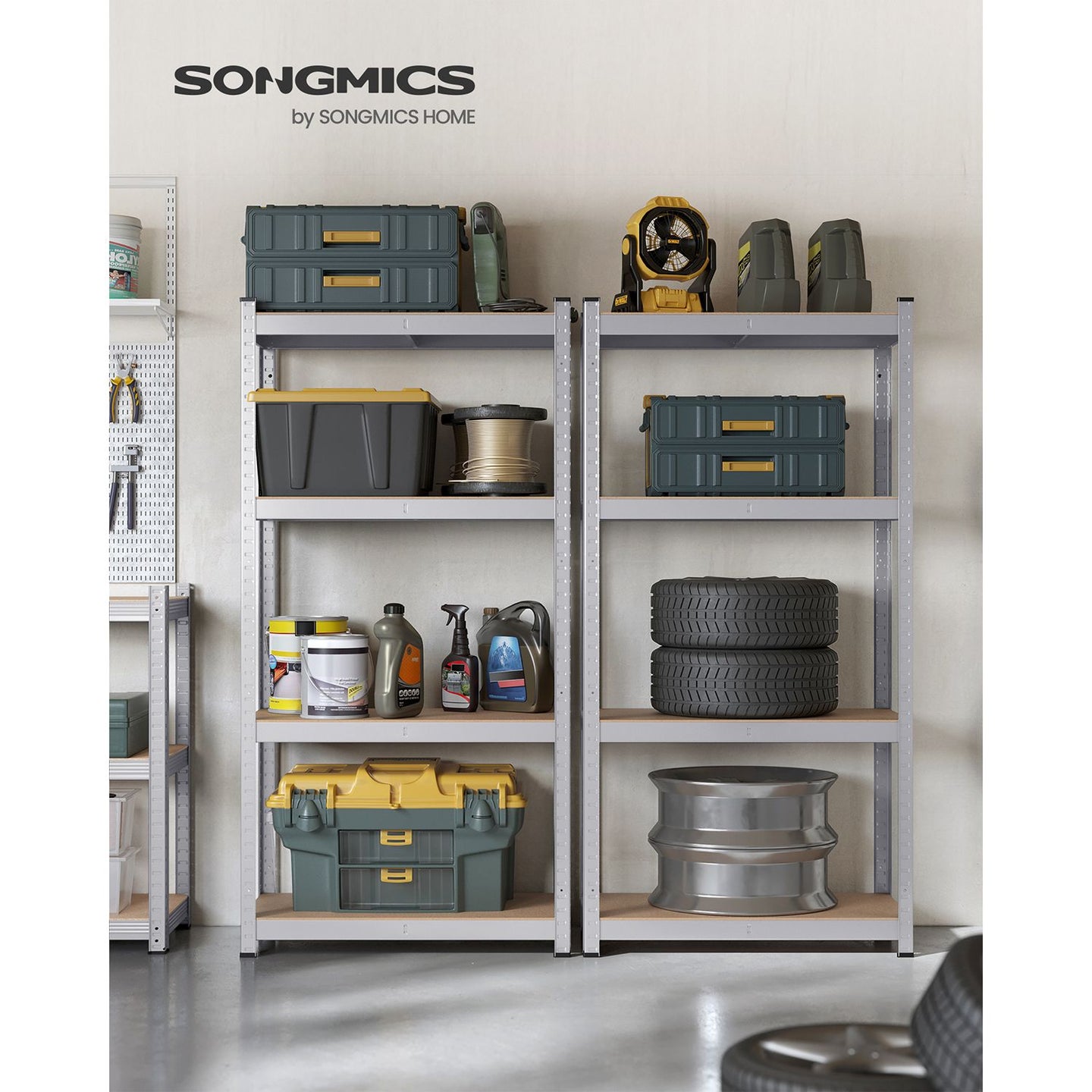 4-Tier Shelving Unit - 520 kg Capacity - Boltless Steel - Silver
