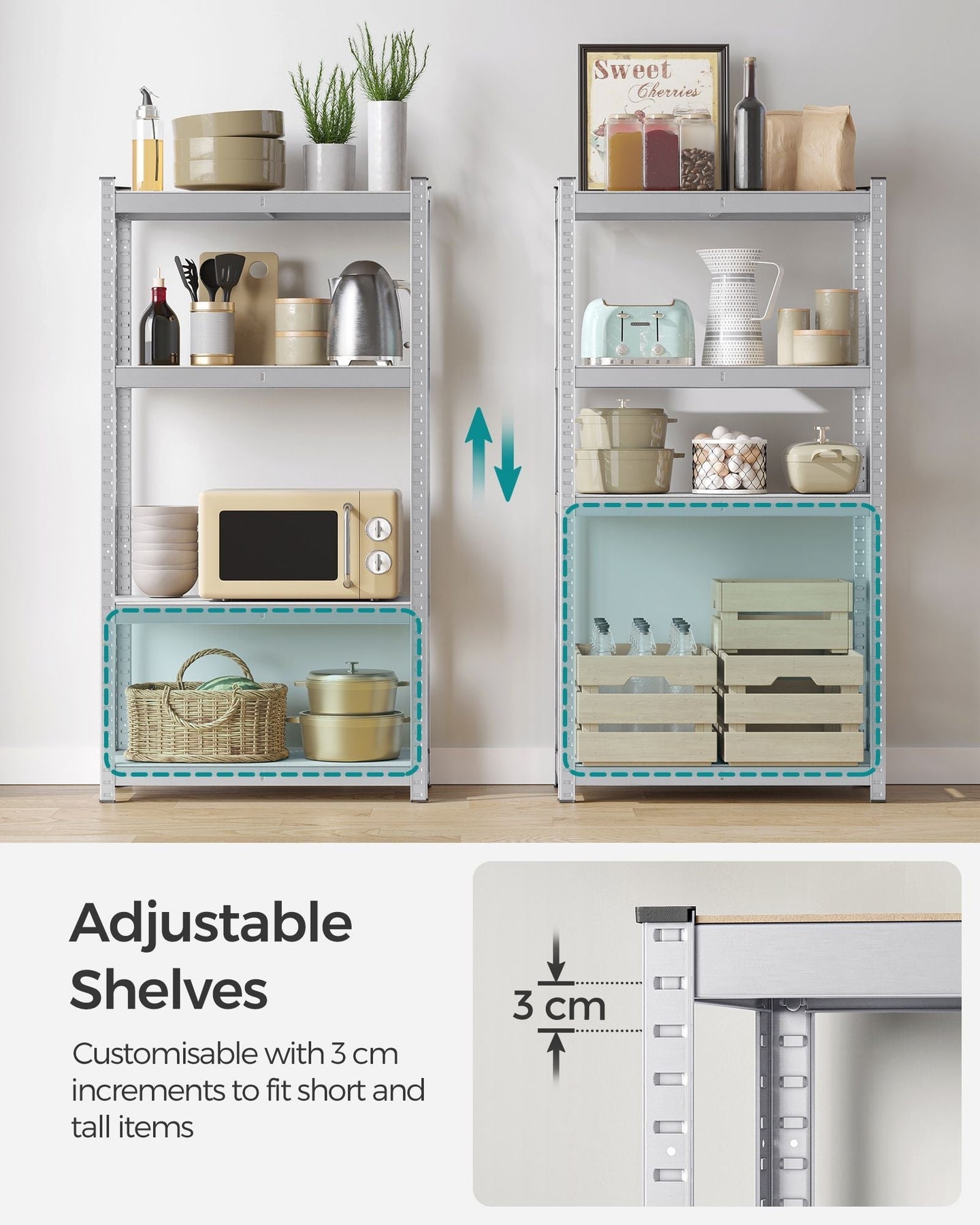 Set of 2 Heavy-Duty Steel Shelving Units - Steel - Blue - Boltless Design