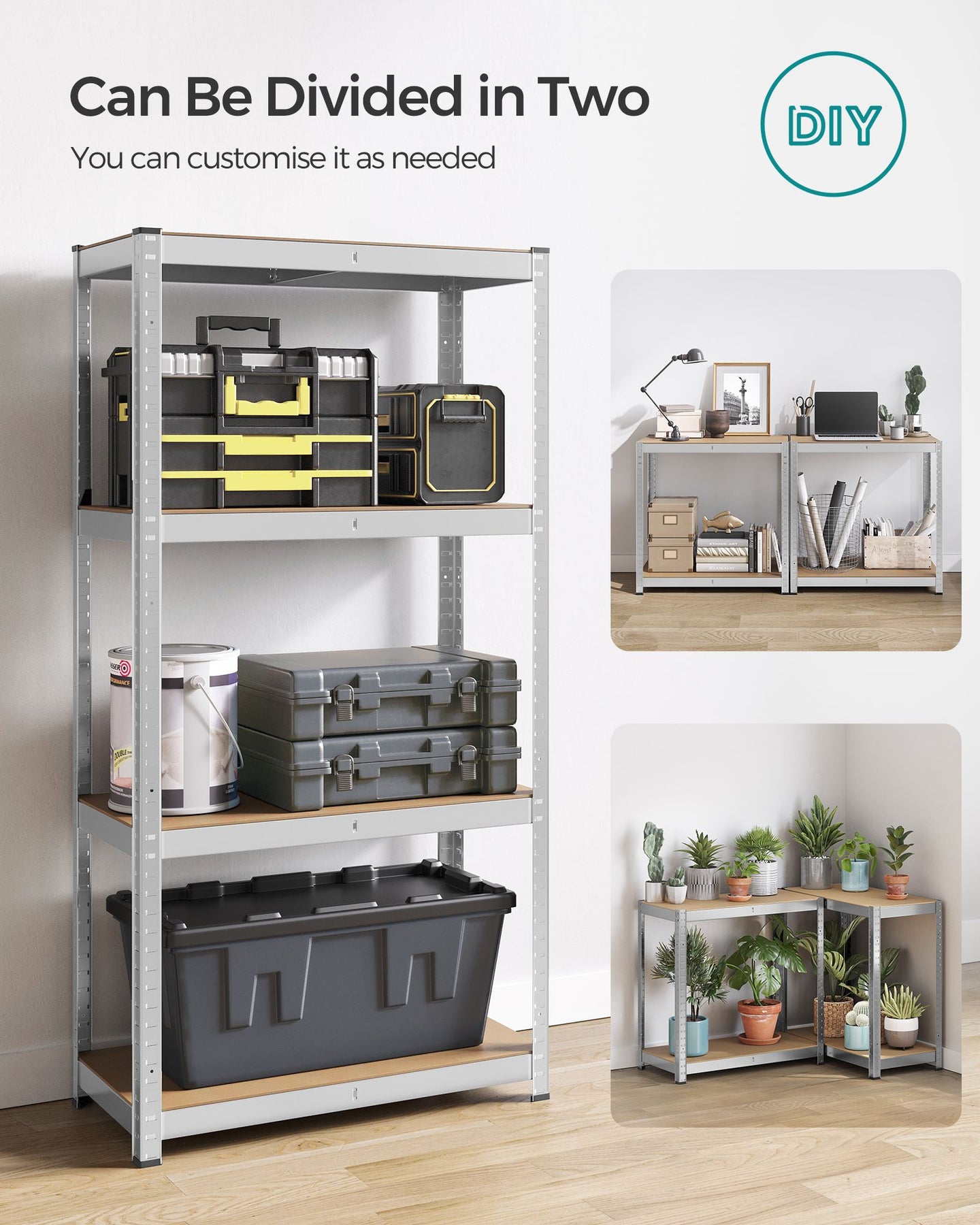 Set of 2 Heavy-Duty Steel Shelving Units - Steel - Blue - Boltless Design