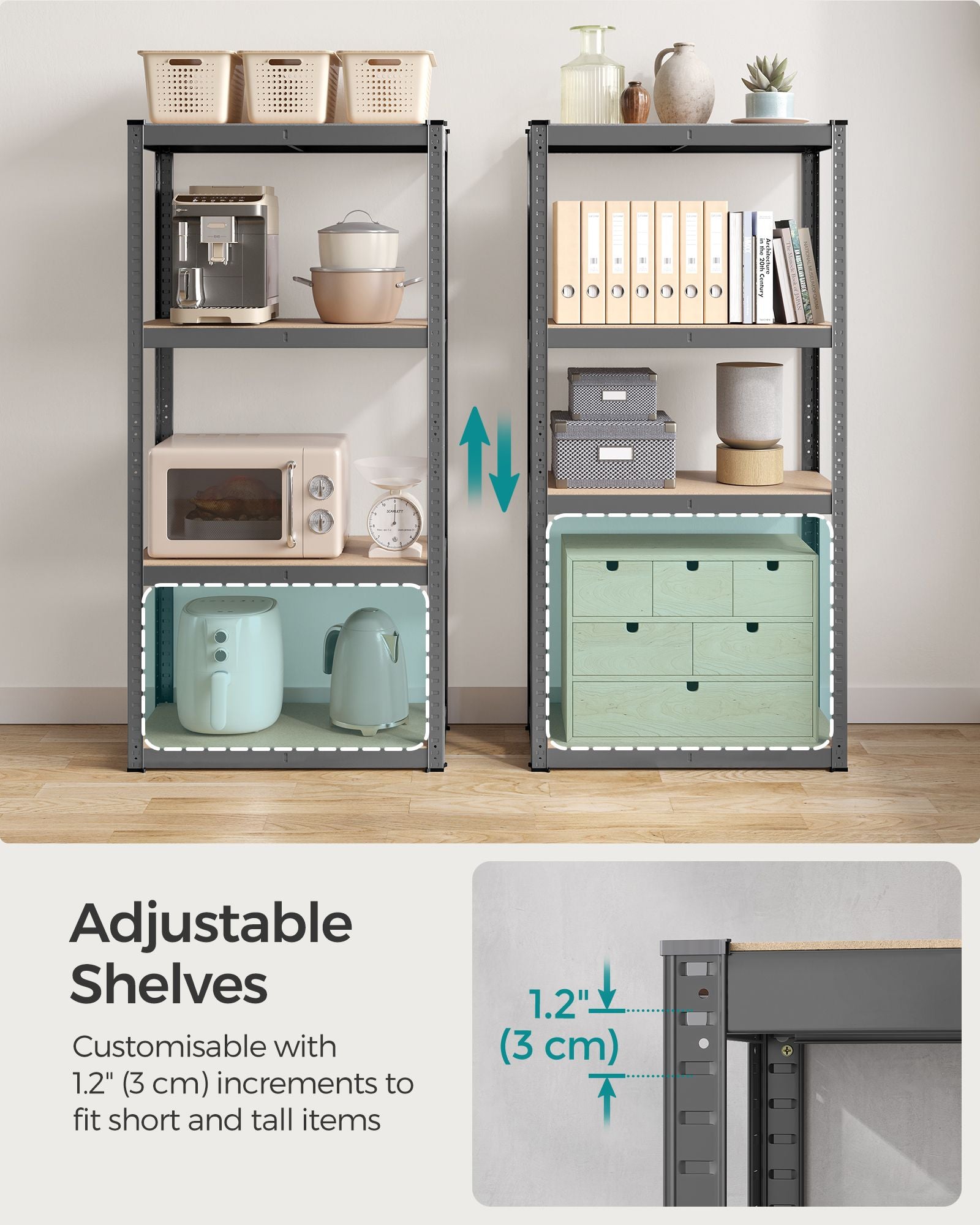 4-Tier Shelving Unit - Steel - Blue - 520 kg Capacity