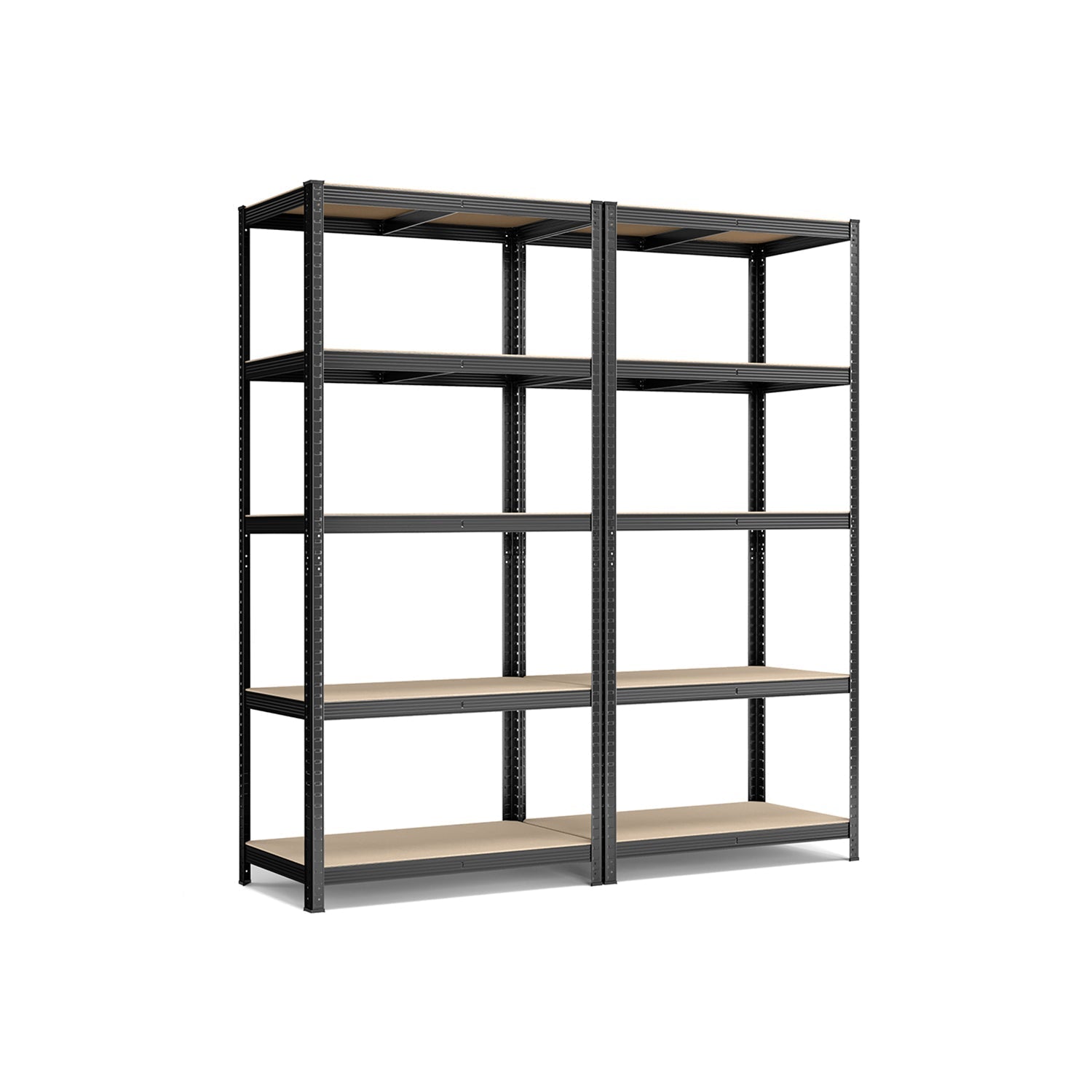 Set of 2 Heavy Duty Shelving Units - Steel - Silver - 5-Tier Adjustable Storage Racks with Max. Load 875 kg