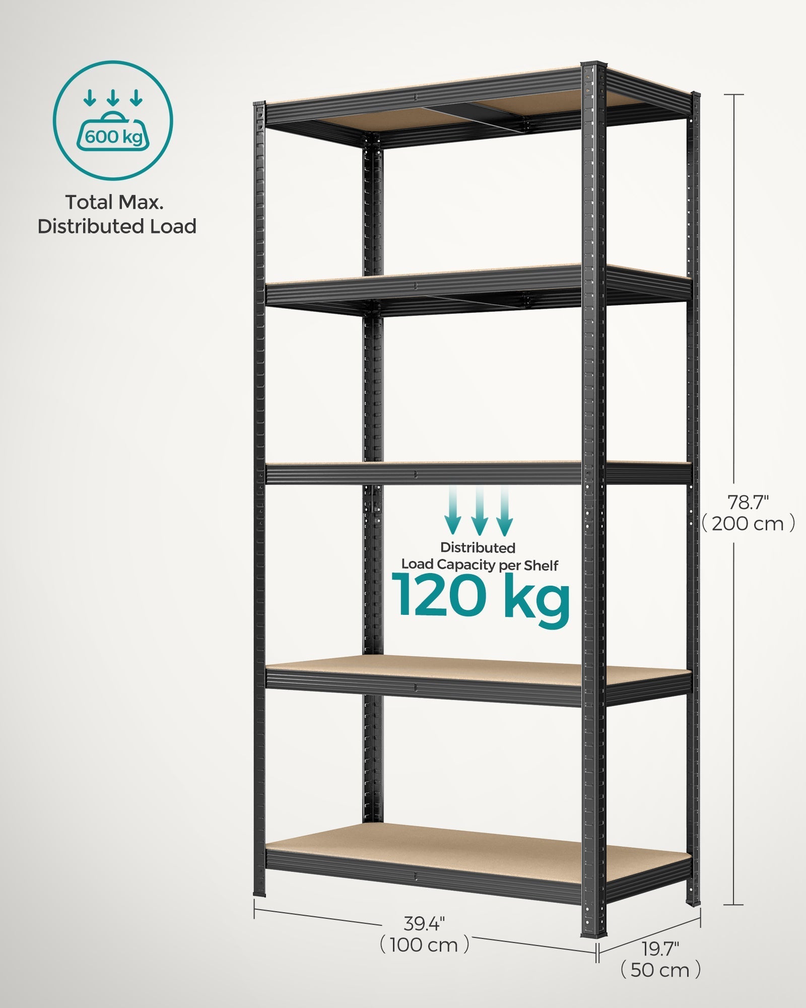 Heavy-Duty Shelving Units - Steel - Silver - Set of 2 with Adjustable Shelves and Max Load 875 kg