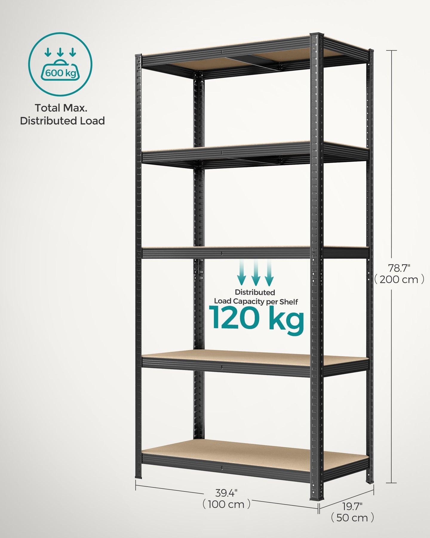 Heavy-Duty Shelving Units - Steel - Silver - Set of 2 with Adjustable Shelves and Max Load 875 kg
