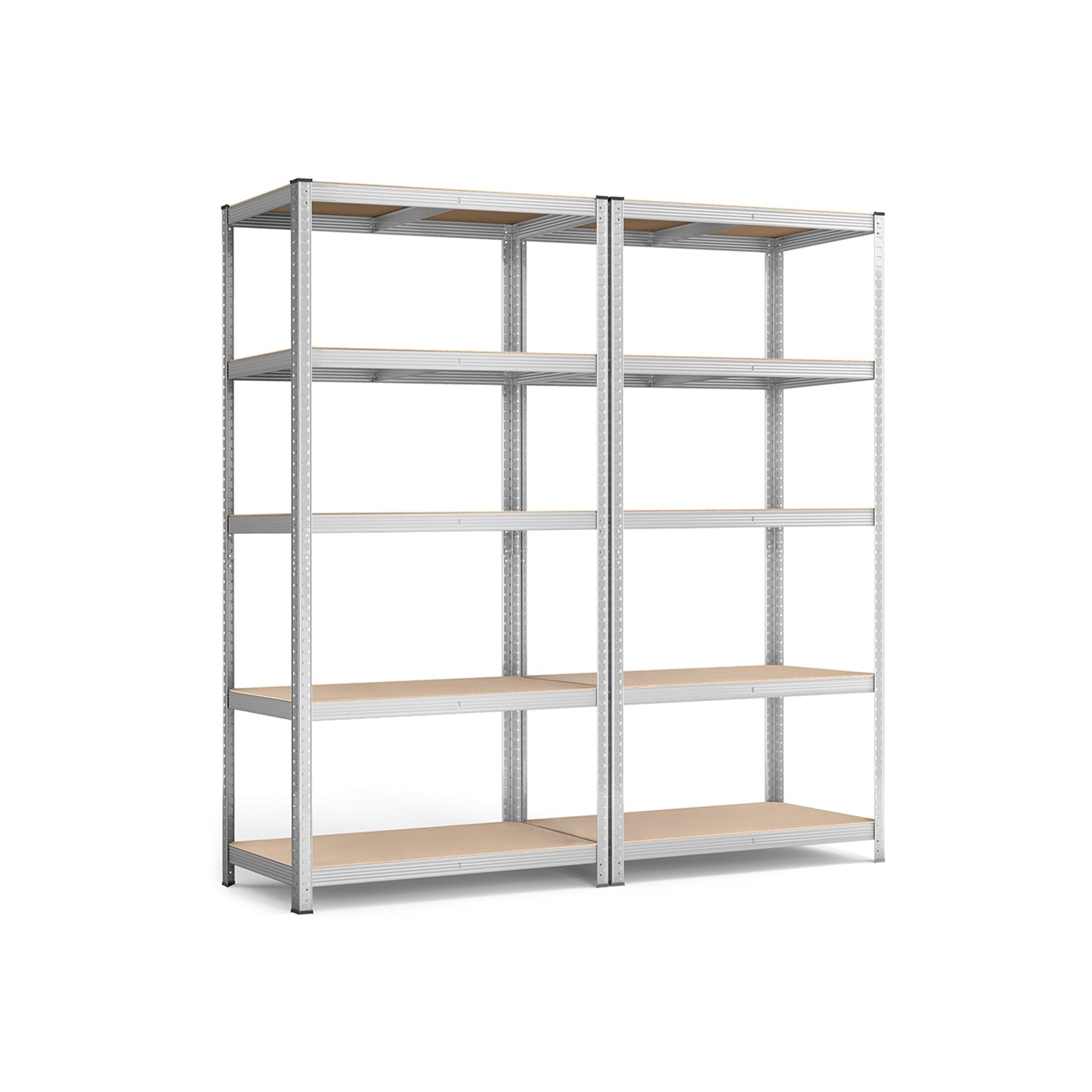 Set of 2 Heavy Duty Shelving Units - Steel - Silver - 5-Tier Adjustable Storage Racks with Max. Load 875 kg