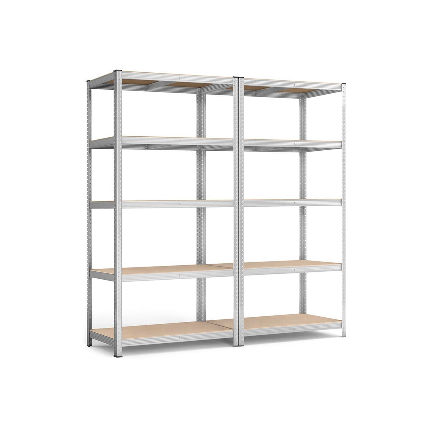 Heavy-Duty Shelving Units - Steel - Silver - Set of 2 with Adjustable Shelves and Max Load 875 kg