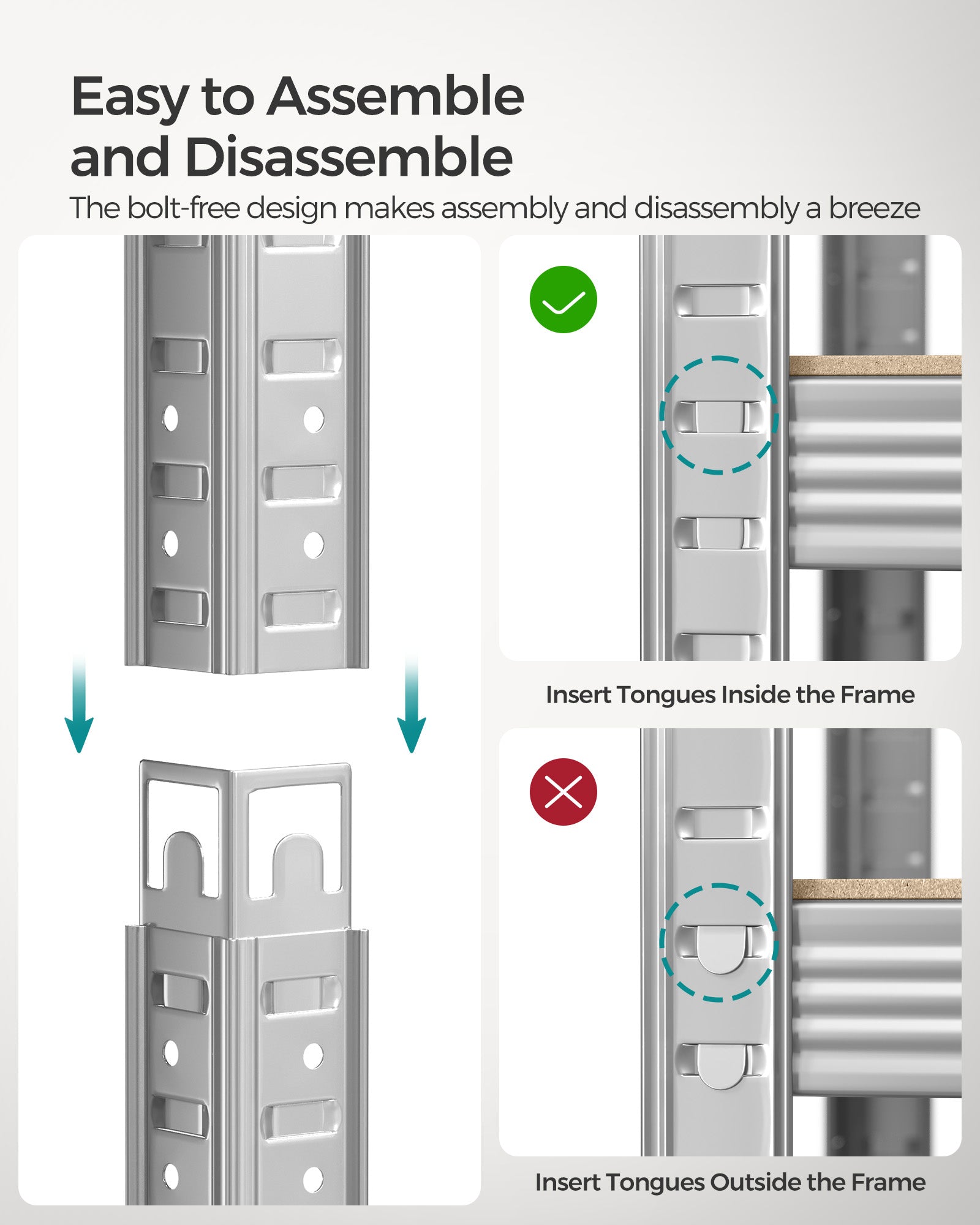 Set of 2 Heavy Duty Shelving Units - Steel - Silver - 5-Tier Adjustable Storage Racks with Max. Load 875 kg