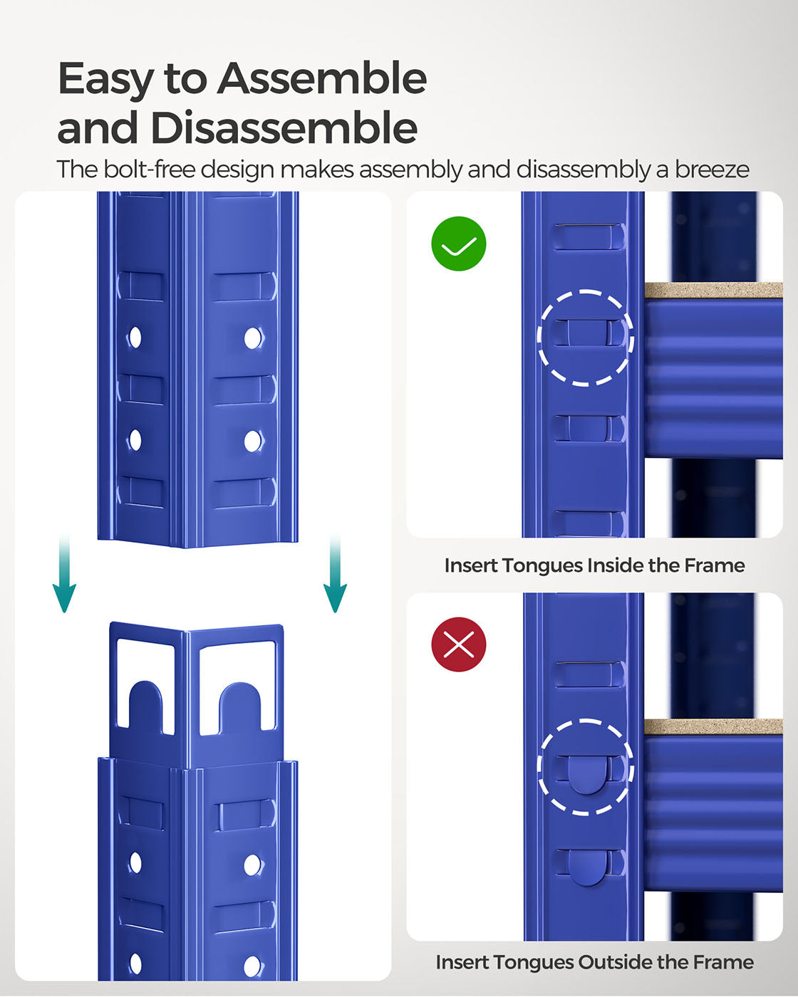 Heavy-Duty Steel Shelving - Reinforced Steel - Blue - Set of 2