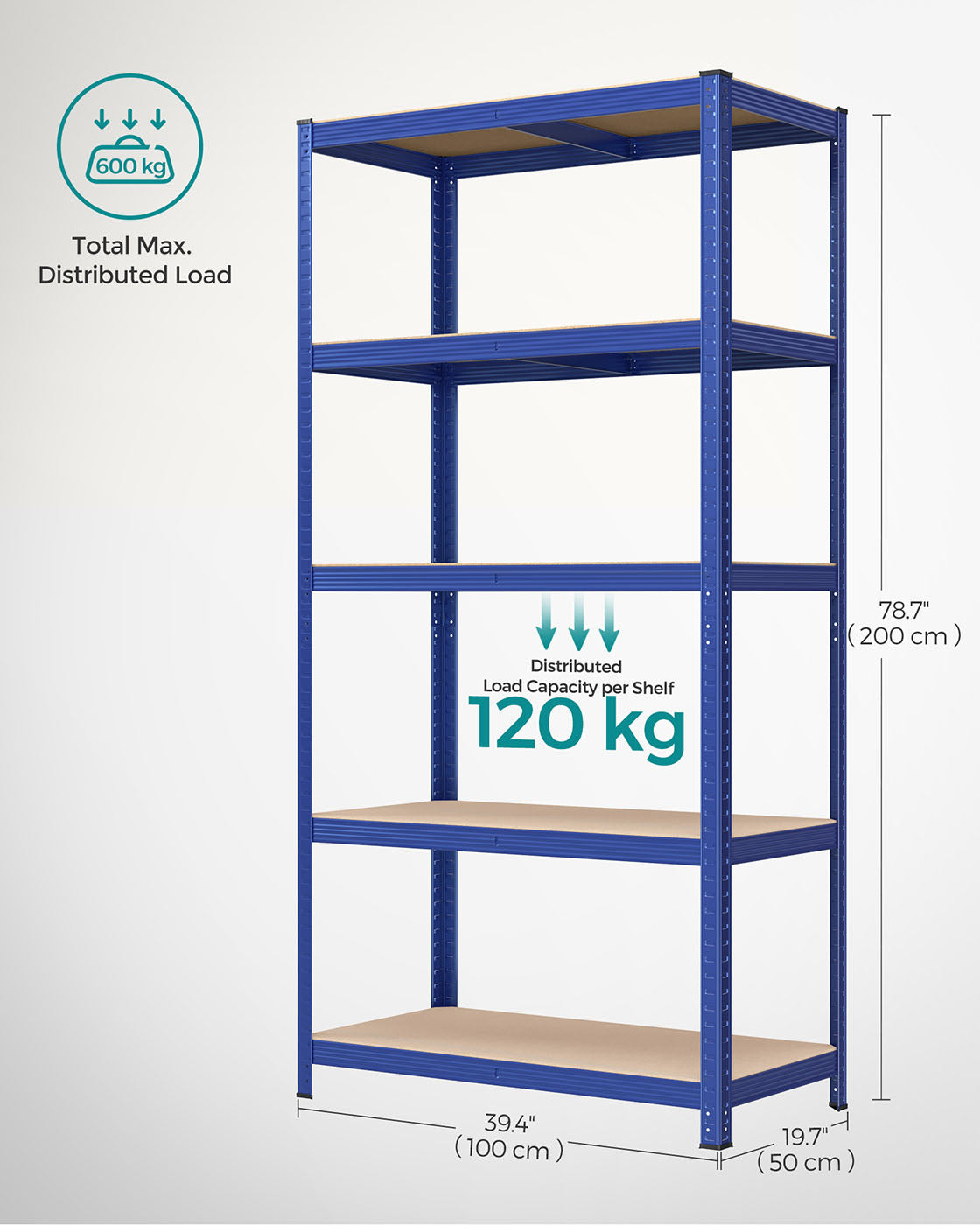 Heavy-Duty Steel Shelving - Reinforced Steel - Blue - Set of 2