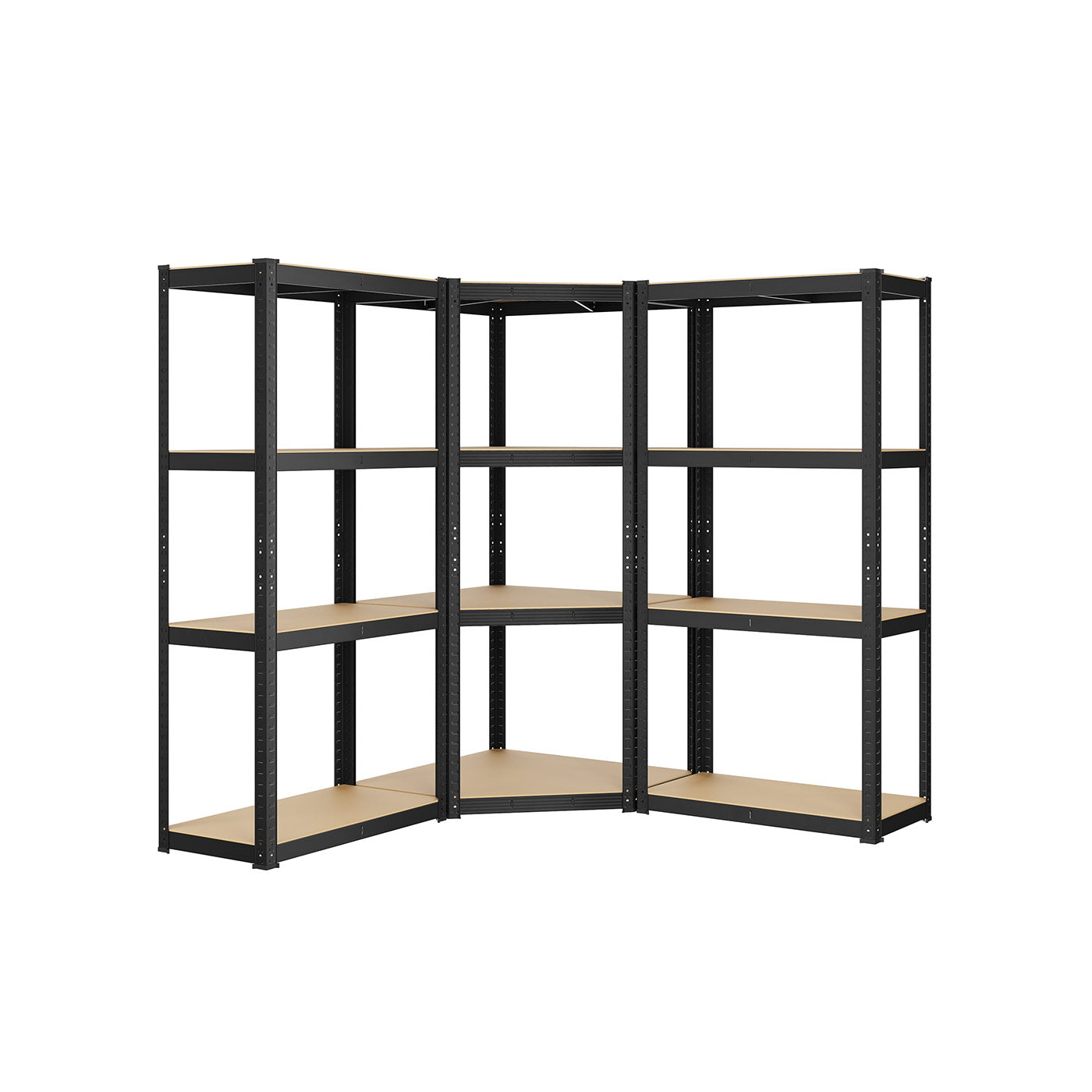 4-Tier Corner Shelf - 1500 kg Load Capacity - Heavy Duty Metal - Black