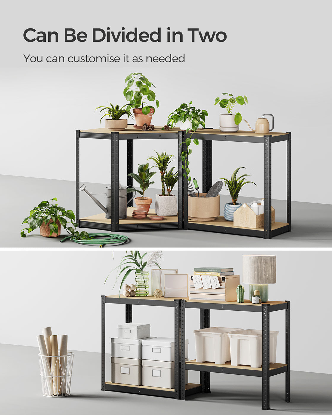 4-Tier Corner Shelf - 1500 kg Load Capacity - Heavy Duty Metal - Black