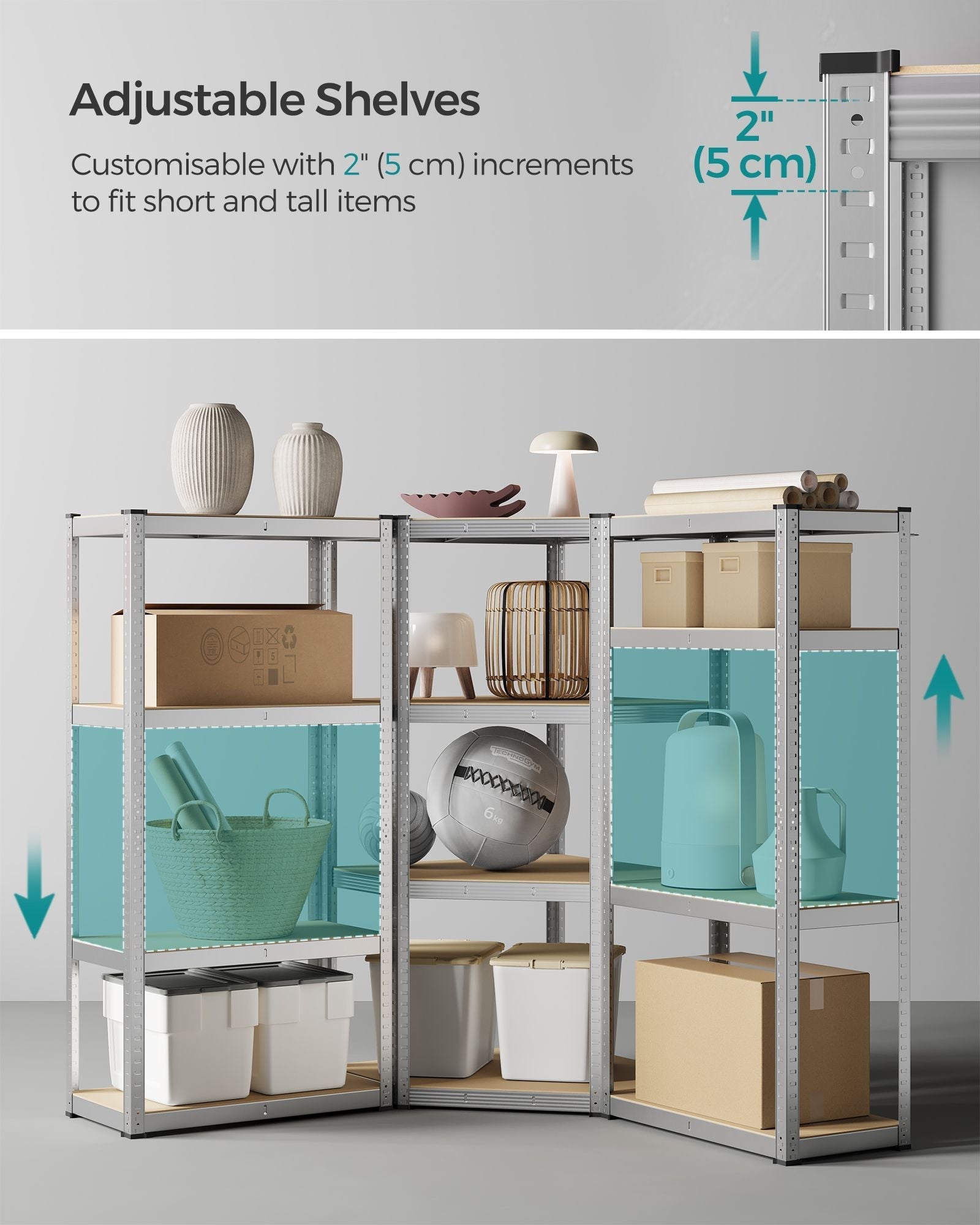 4-Tier Corner Shelf - Metal - Silver and Natural Beige