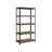 5-Tier Shelving Unit - Reinforced Steel - Black and Rustic Brown - Adjustable Shelves