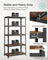 5-Tier Shelving Unit - Reinforced Steel - Black and Rustic Brown - Adjustable Shelves