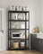 5-Tier Shelving Unit - Reinforced Steel - Black and Rustic Brown - Adjustable Shelves