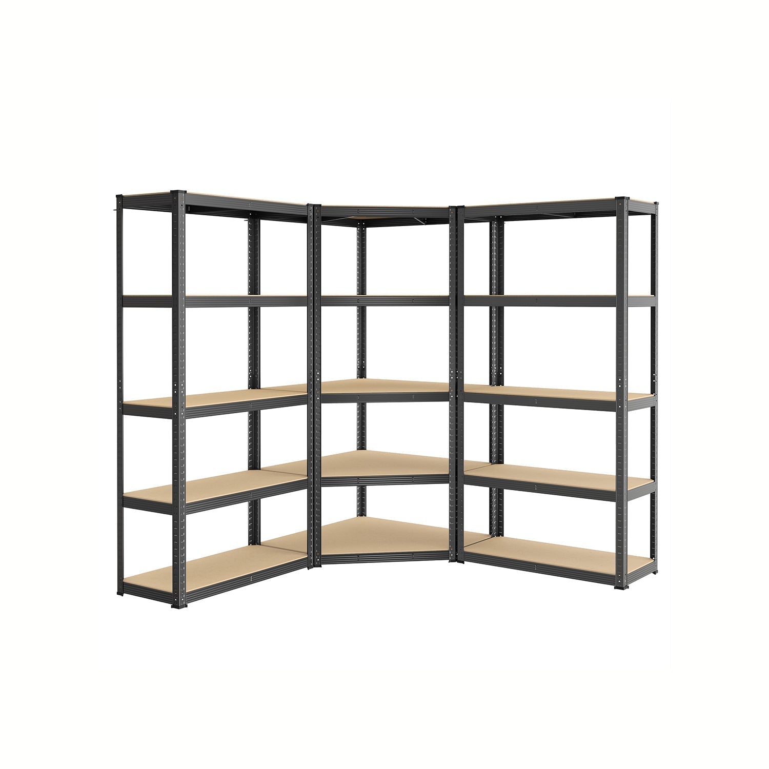 5-Tier Corner Shelf - 2625 kg Load Capacity - Heavy Duty Metal - Ink Black