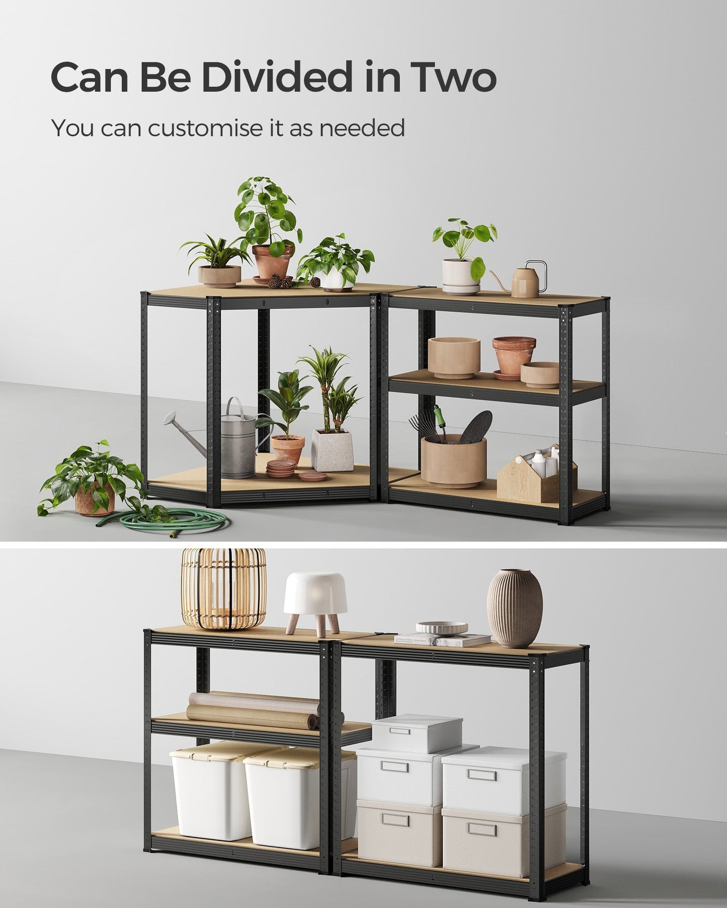5-Tier Corner Shelf - 2625 kg Load Capacity - Heavy Duty Metal - Ink Black