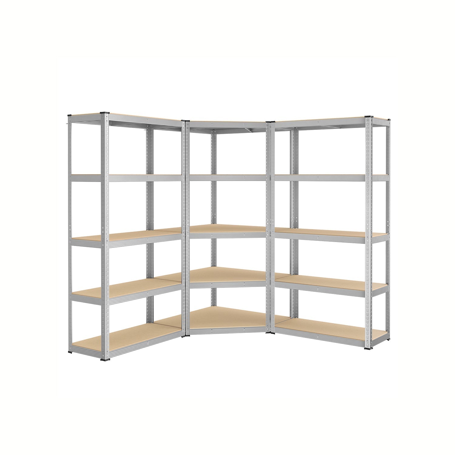 5-Tier Corner Shelf - Metal - Silver and Natural Beige