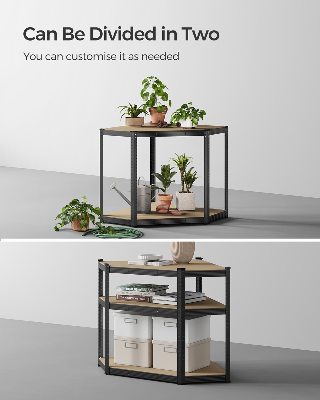 5-Tier Corner Shelf - 875 kg Load Capacity - Heavy Duty Metal - Ink Black