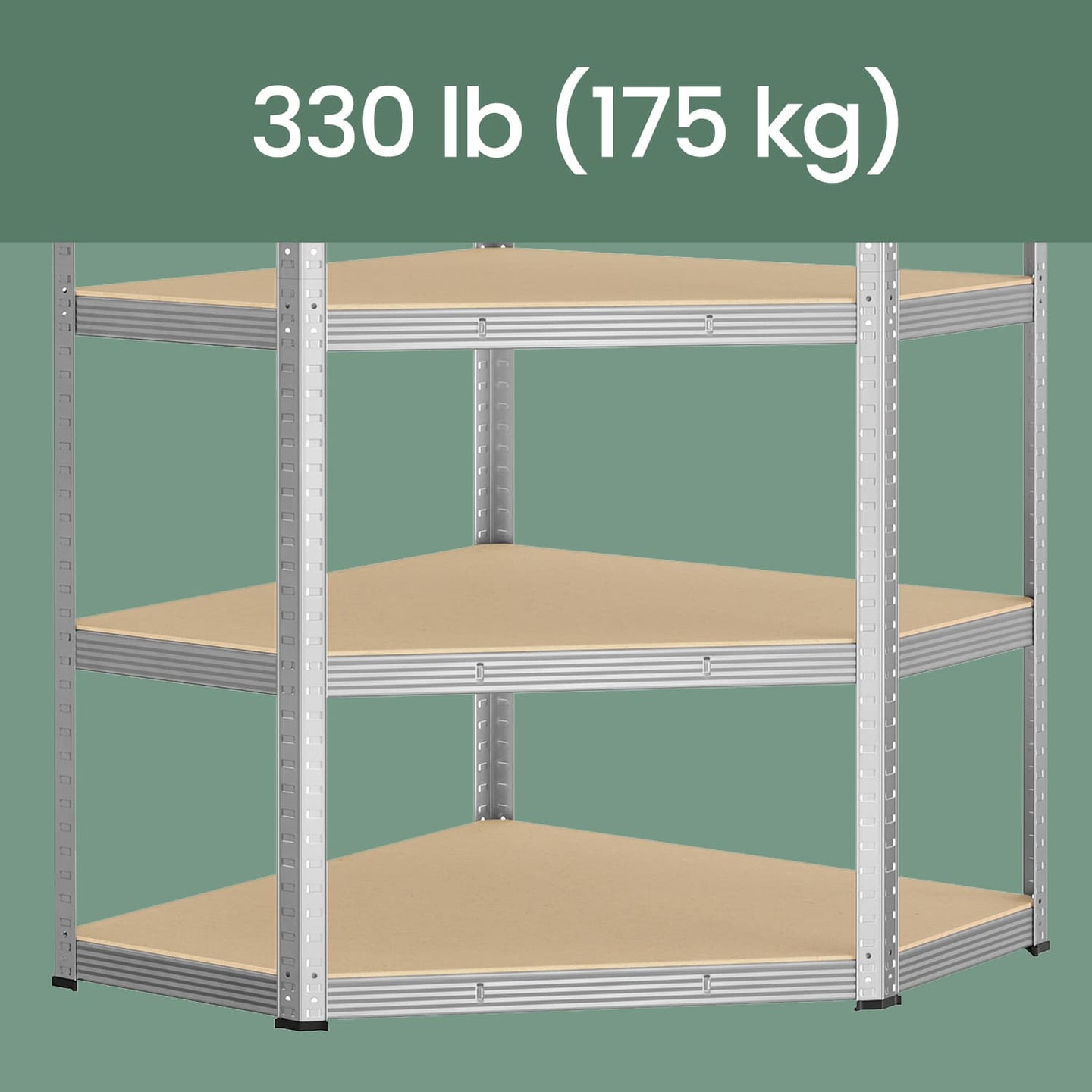 5-Tier Corner Shelf - 875 kg Load Capacity - Heavy Duty Metal - Silver and Natural Beige