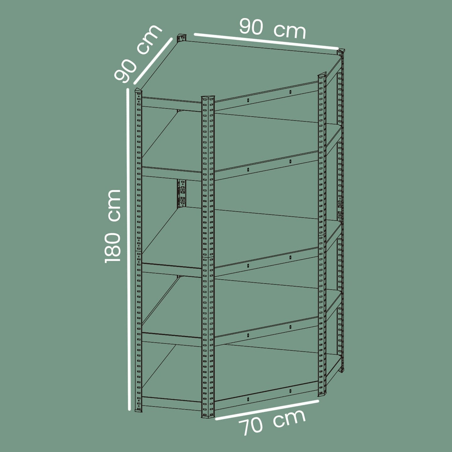 5-Tier Corner Shelf - 875 kg Load Capacity - Heavy Duty Metal - Silver and Natural Beige