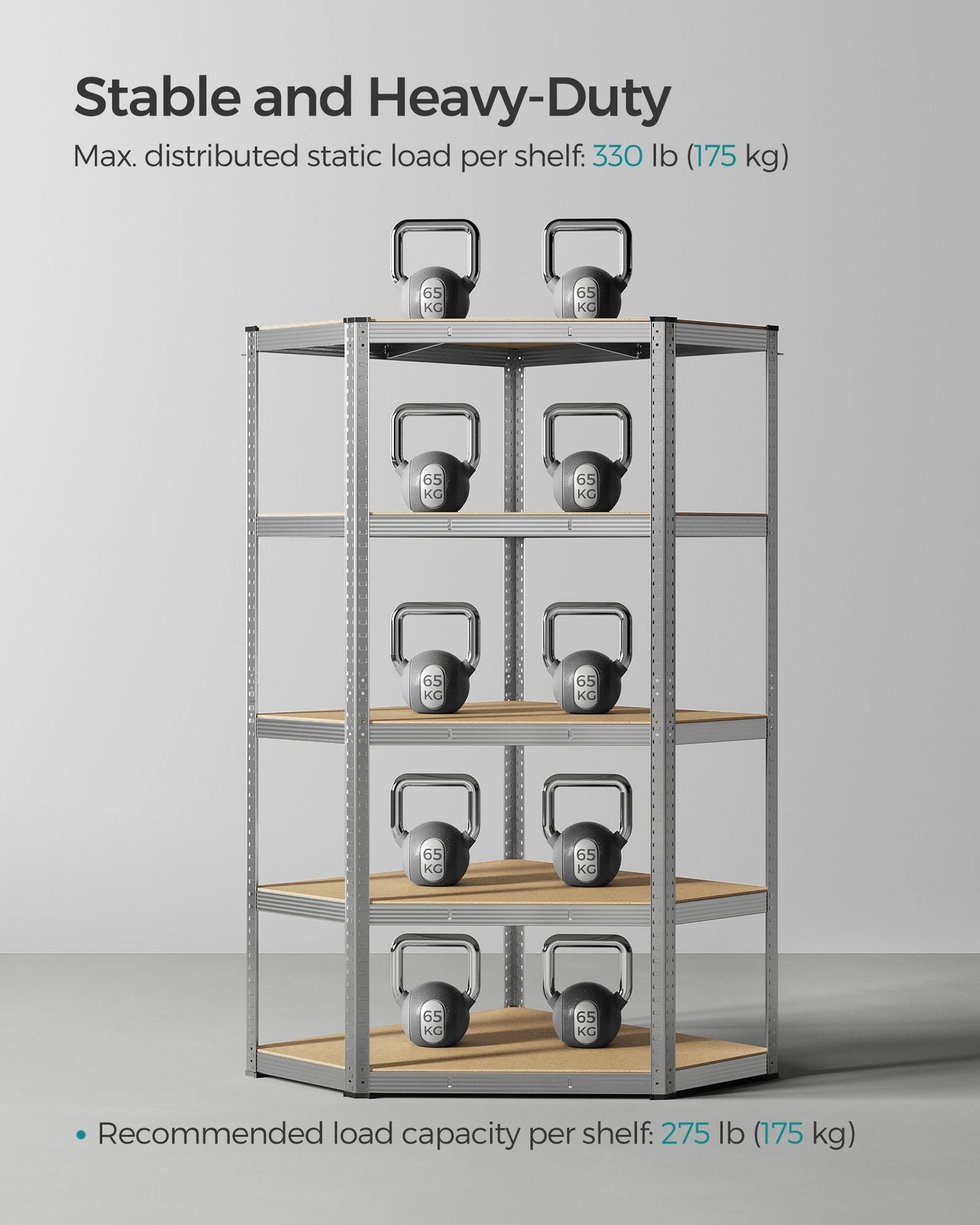 5-Tier Corner Shelf - Metal - Natural Beige - 90 cm Wide