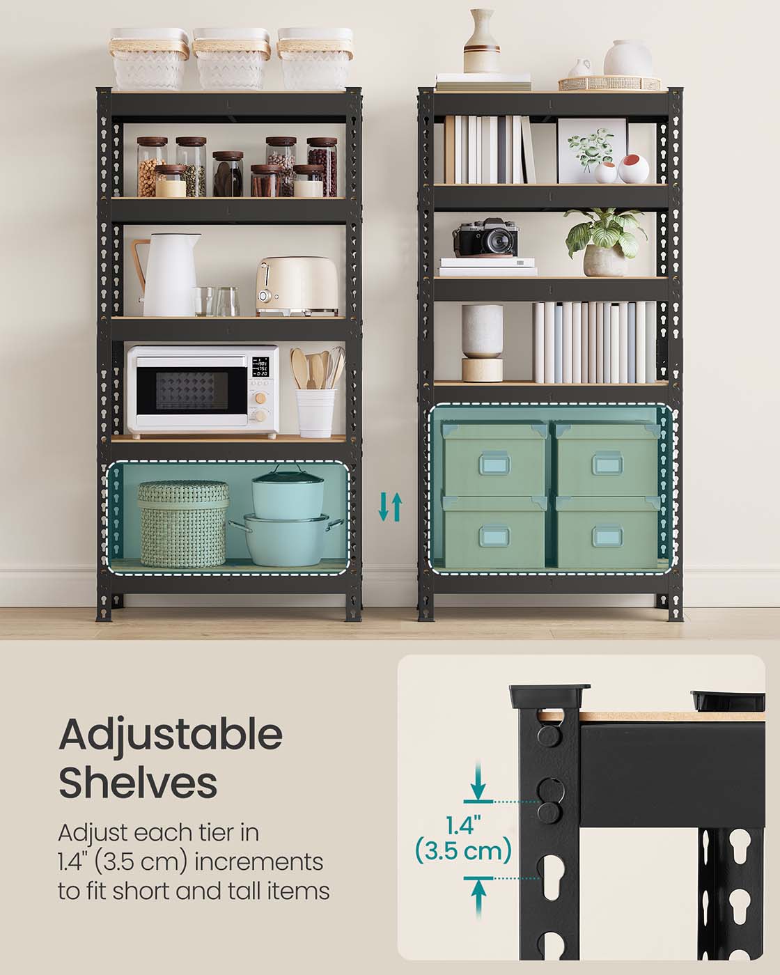 5-Tier Shelving Unit - Metal - Rustic Brown - Boltless Assembly