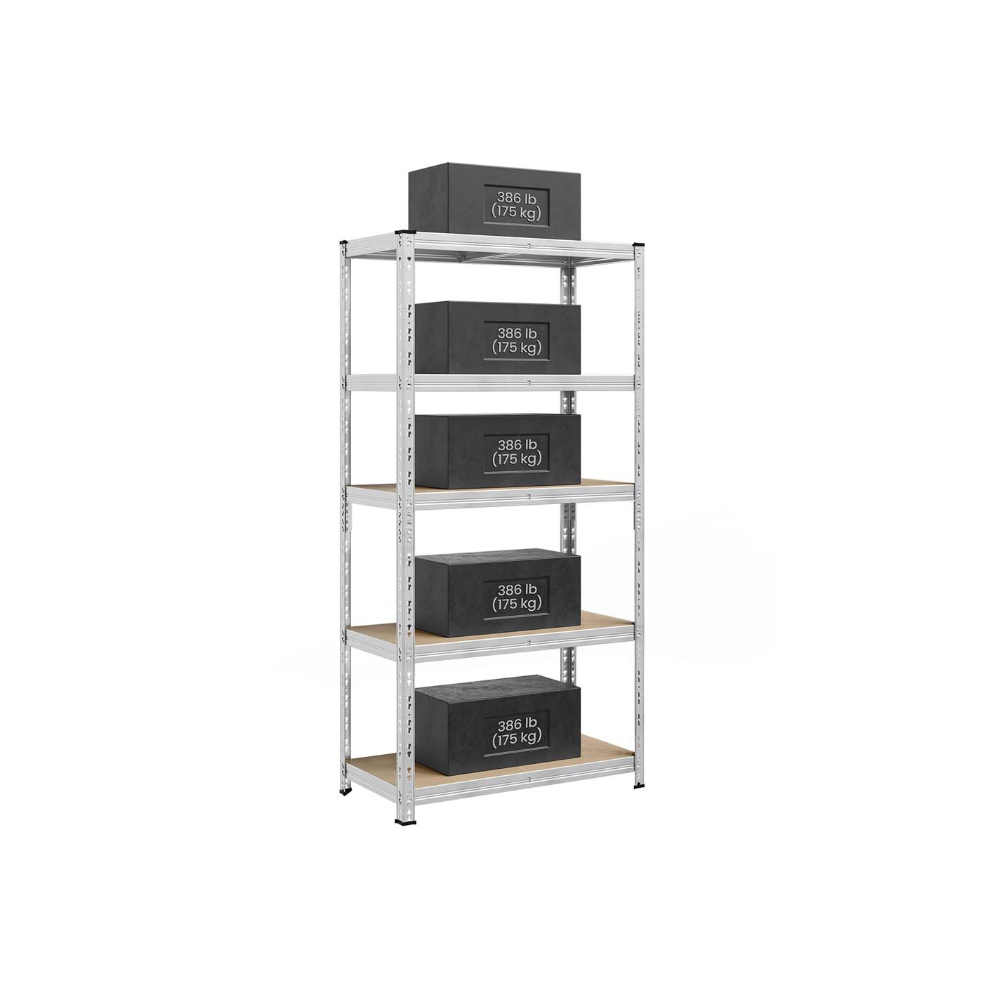 Heavy Duty Metal Storage Shelf - Steel - Silver - Adjustable Shelves