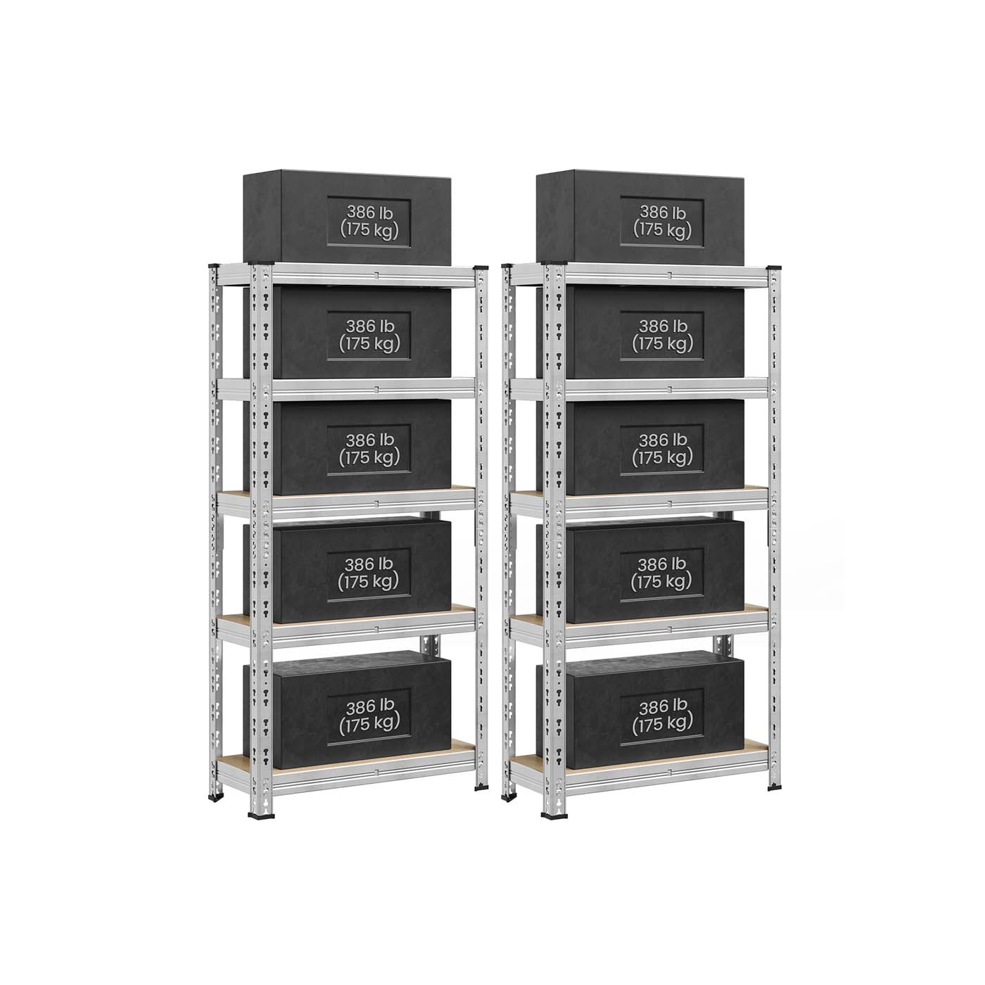 Heavy Duty Metal Storage Shelf - Steel - Silver - Adjustable Shelves