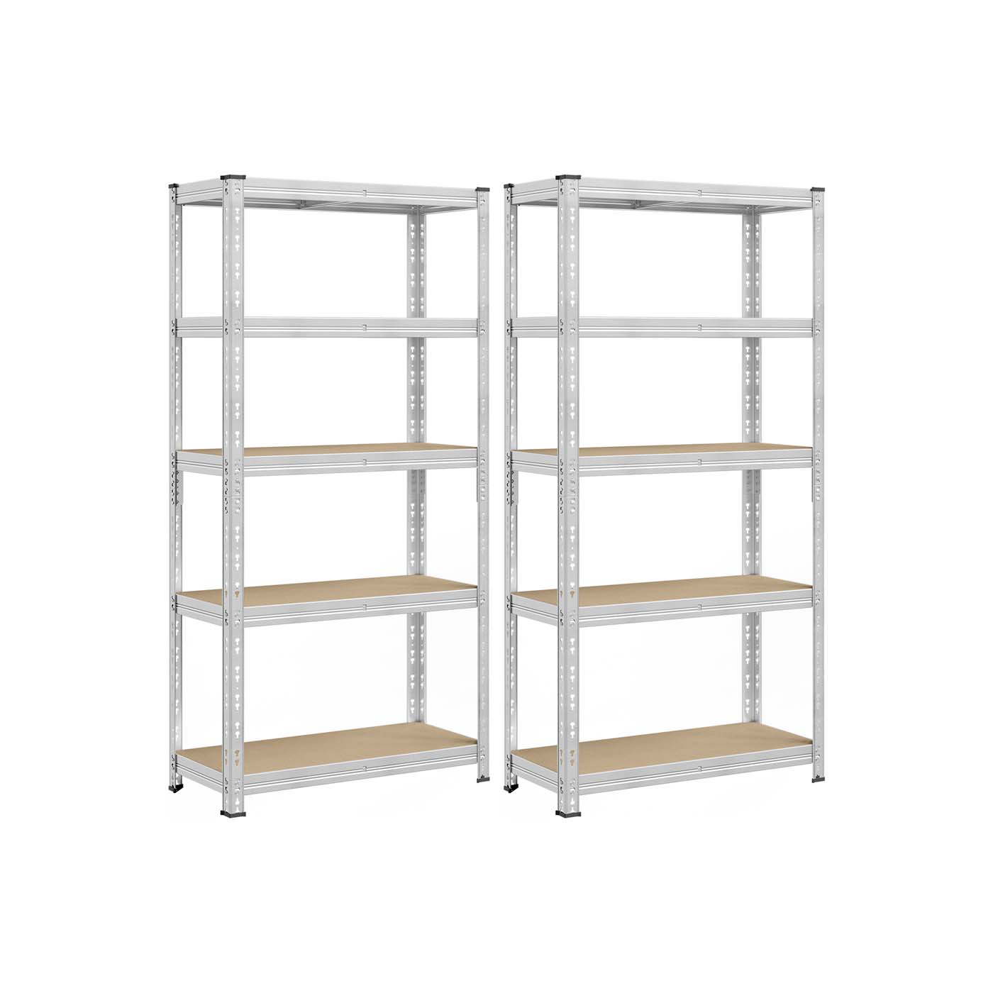 Heavy Duty Metal Storage Shelf - Steel - Silver - Adjustable Shelves