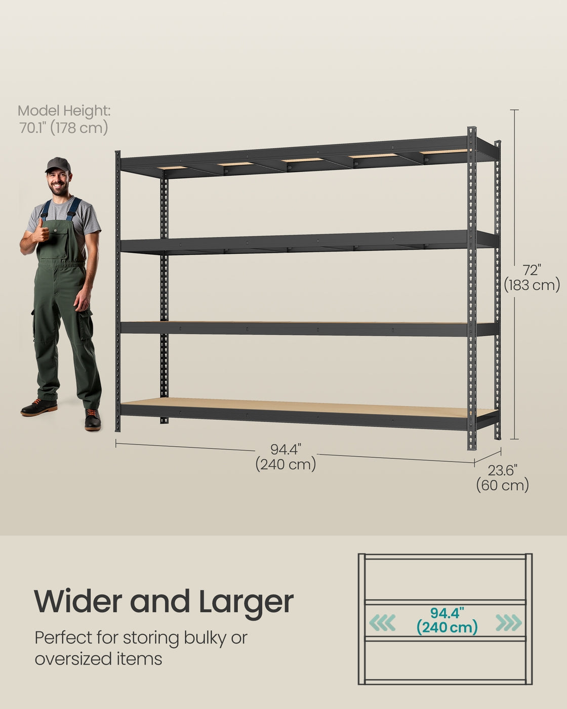 Heavy Duty Shelving Unit - 4-Tier - Steel - Max Load 2000 kg