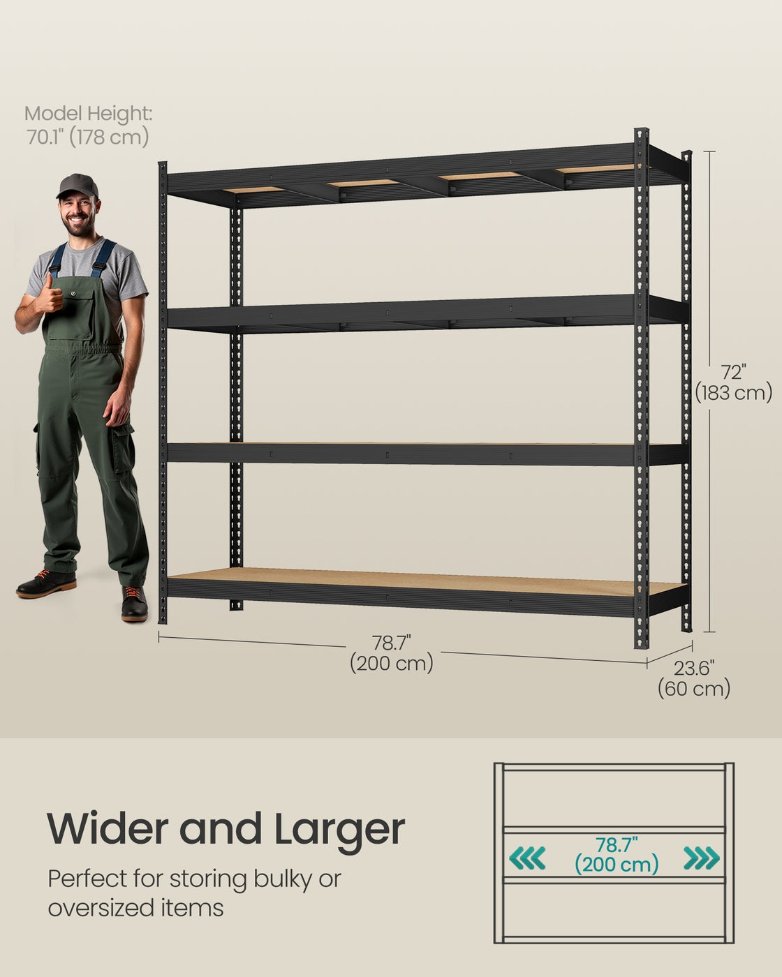 Heavy Duty Shelving Unit - 200L - Steel - 4-Tier