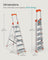 6-Step Aluminium Ladder - Silver and Orange - 12 cm Wide Steps with Tool Tray and Anti-Slip Feet