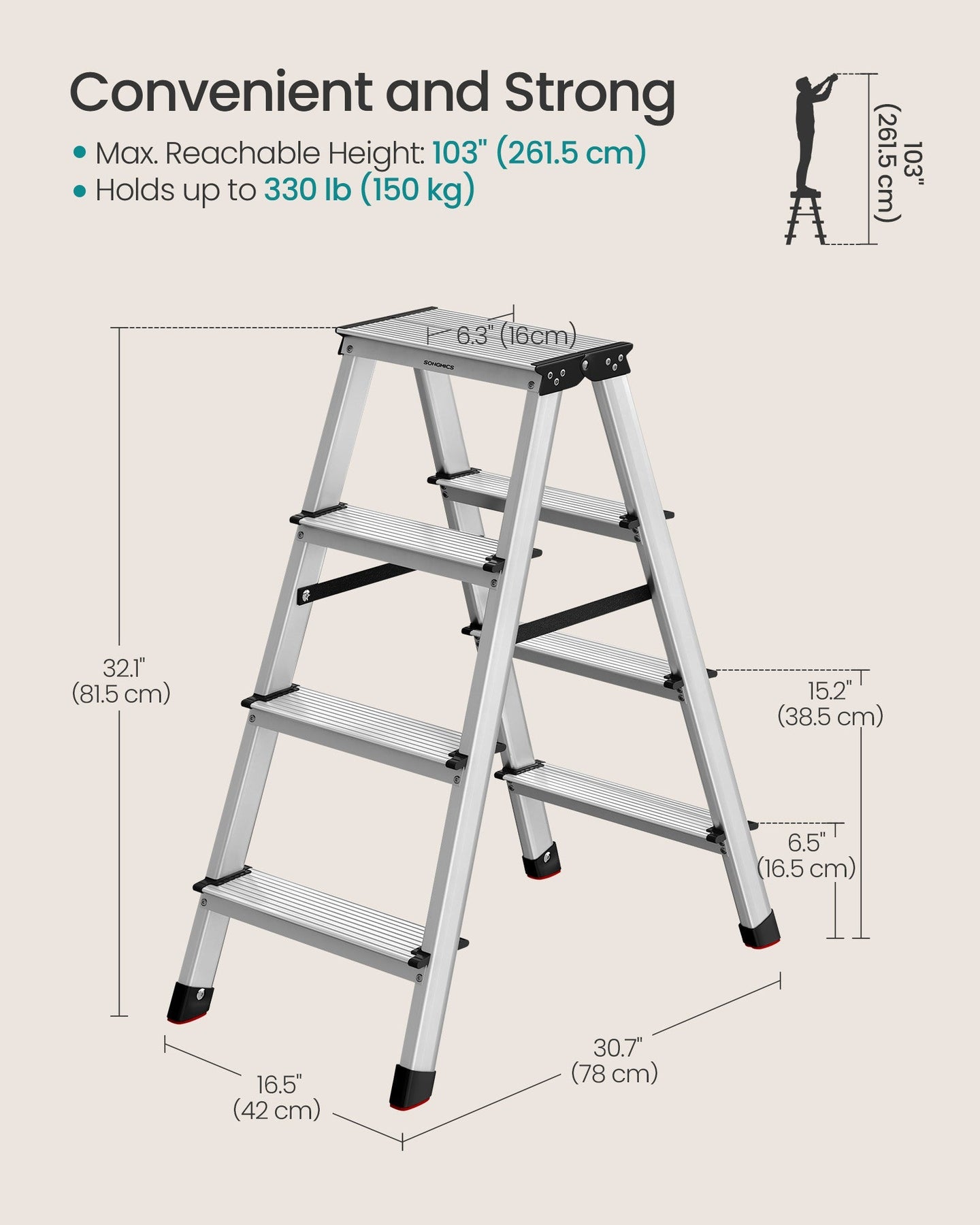 Aluminium Ladder - Silver - Lightweight