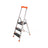 Folding Ladder - Aluminium - Black - 3 Steps with Wide Anti-Slip 12 cm Steps and Tool Tray