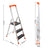 Folding Ladder - Aluminium - Black - 3 Steps with Wide Anti-Slip 12 cm Steps and Tool Tray