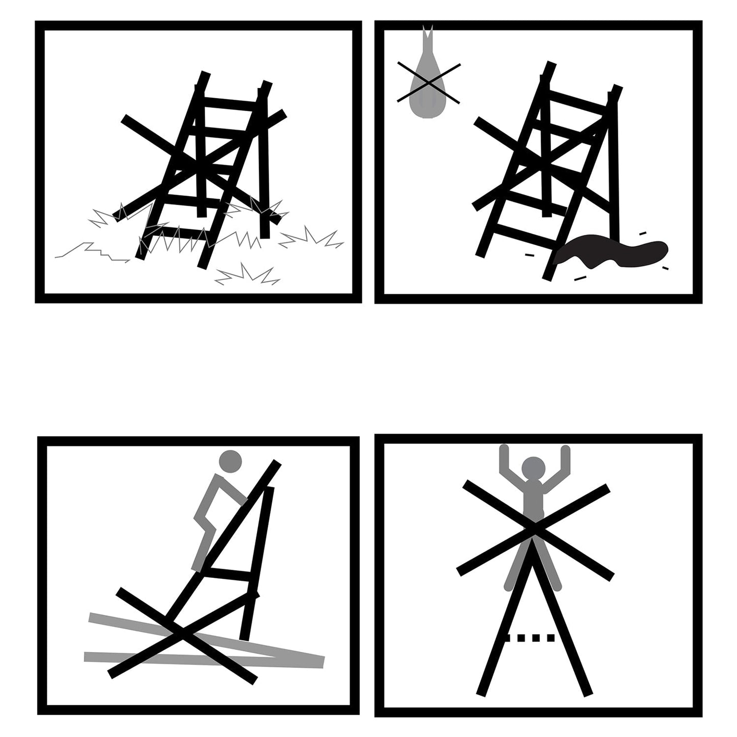 Folding Ladder - Aluminium - Black - 3 Steps with Wide Anti-Slip 12 cm Steps and Tool Tray