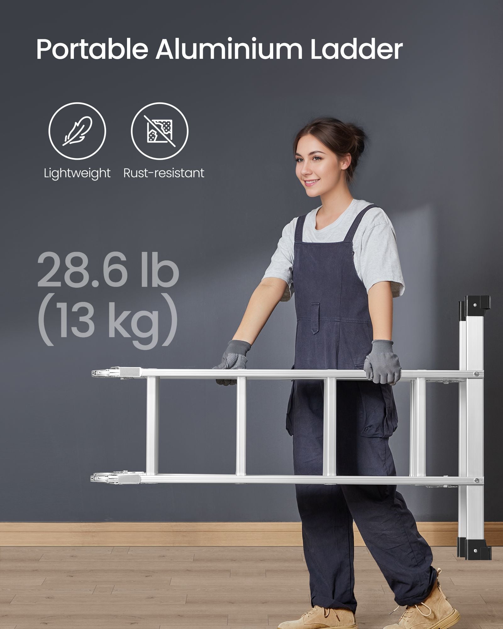 Multi-Purpose Folding Ladder - Aluminum - Silver - 16 Steps