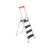 Folding Ladder - Aluminium - Black - 4-Step Design with Tool Tray and Anti-Slip Feet