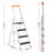 Folding Ladder - Aluminium - Black - 4-Step Design with Tool Tray and Anti-Slip Feet