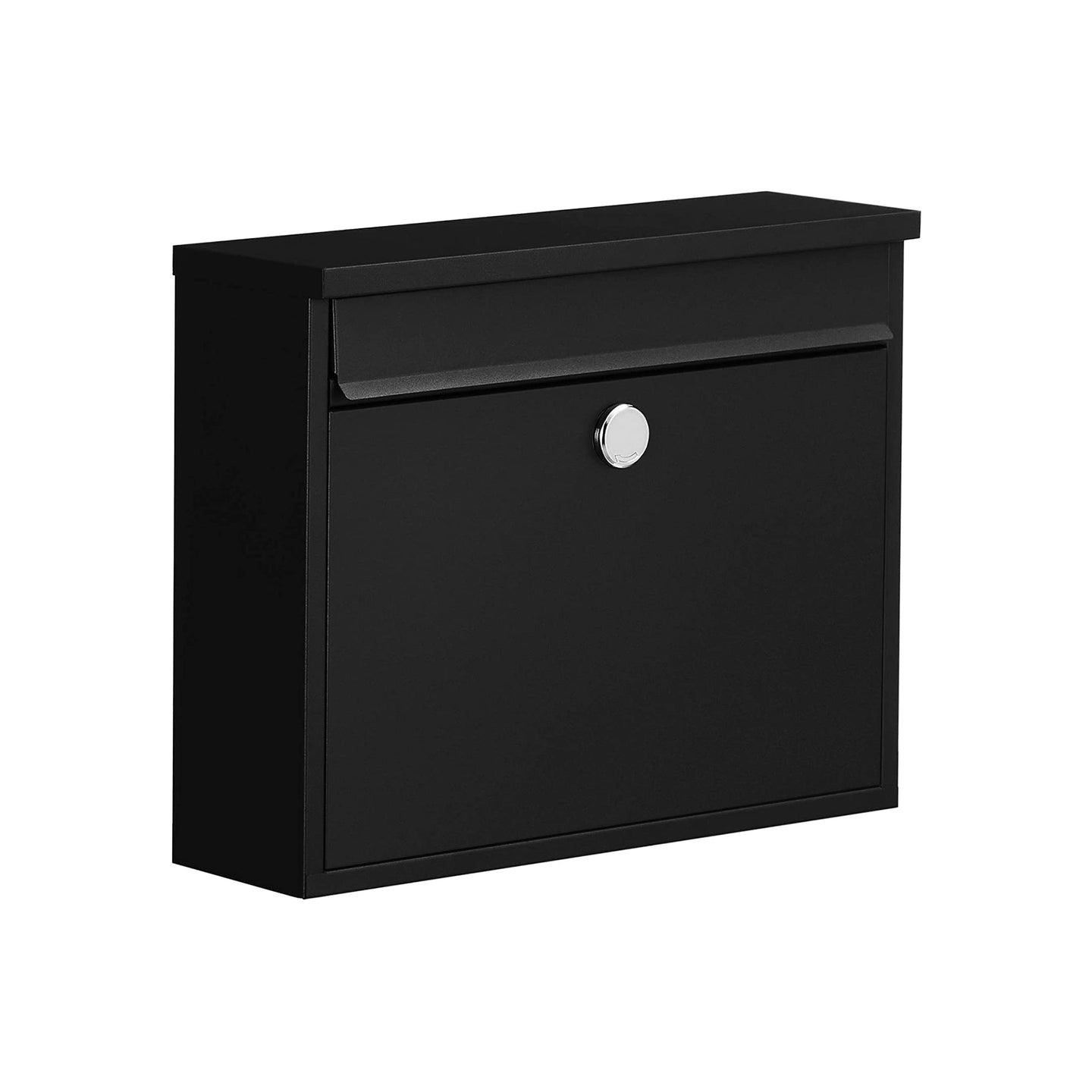 Wall-Mounted Letterbox - Metal - Black - Front Slot with Copper Lock