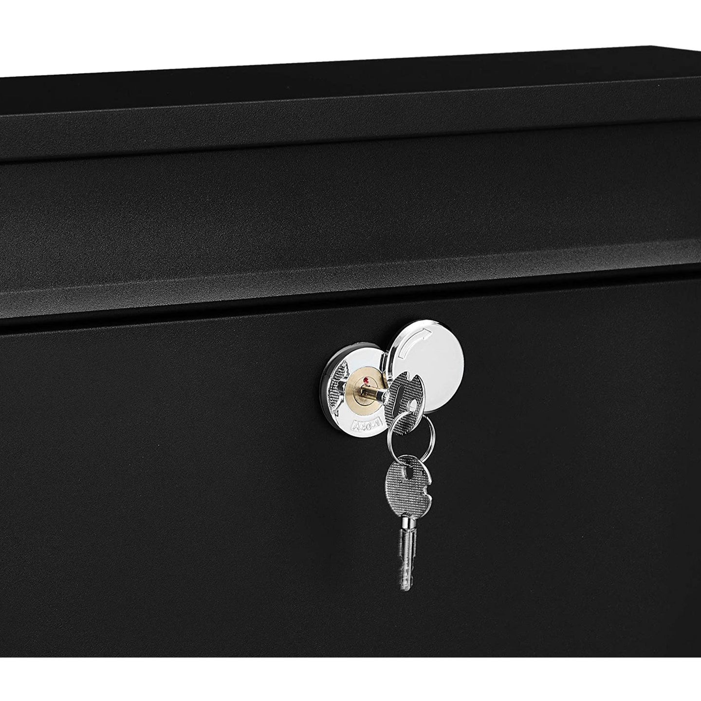 Wall-Mounted Letterbox - Metal - Black - Front Slot with Copper Lock