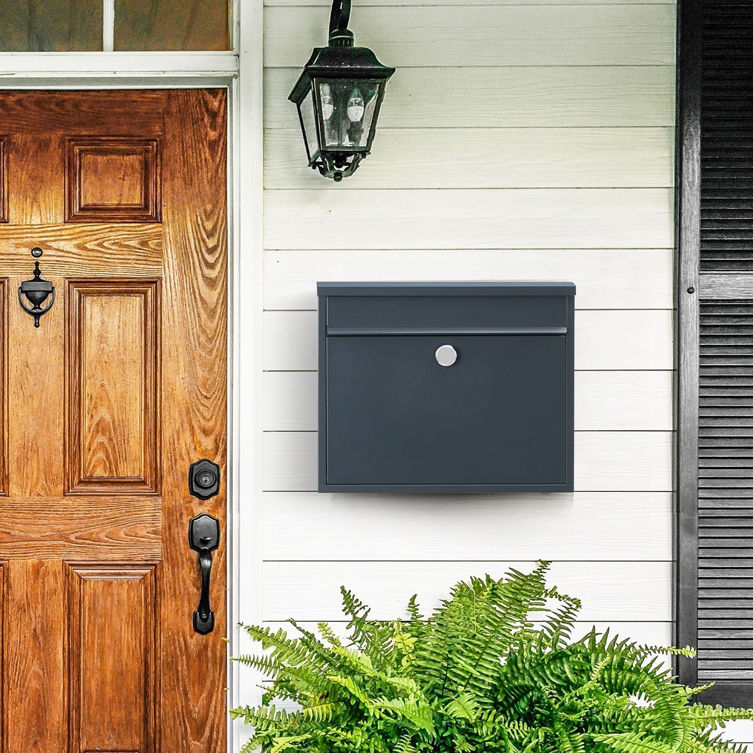 Wall-Mounted Mailbox - Metal - Black - Secure Locking System