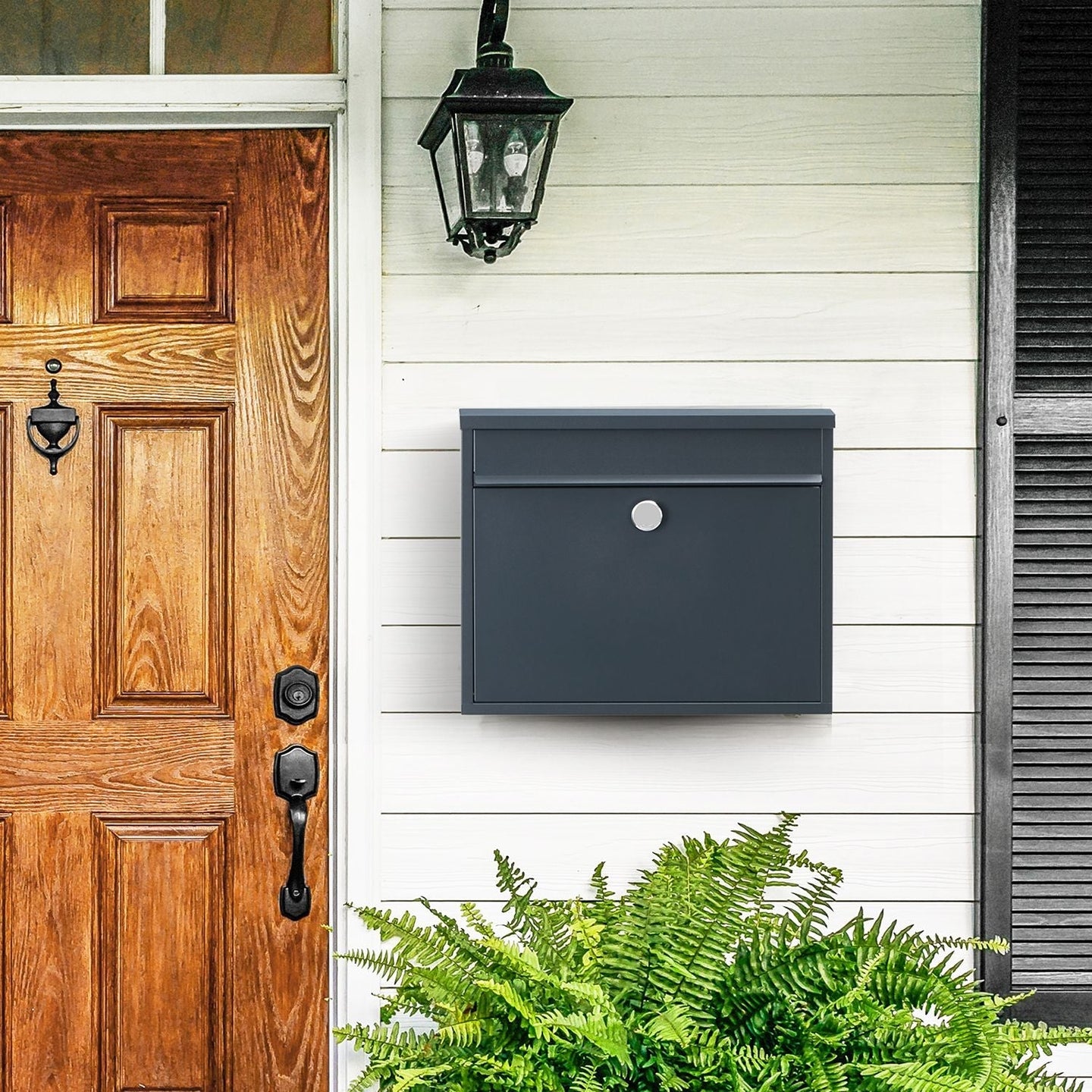 Wall-Mounted Mailbox - Metal - Black - Secure Locking System