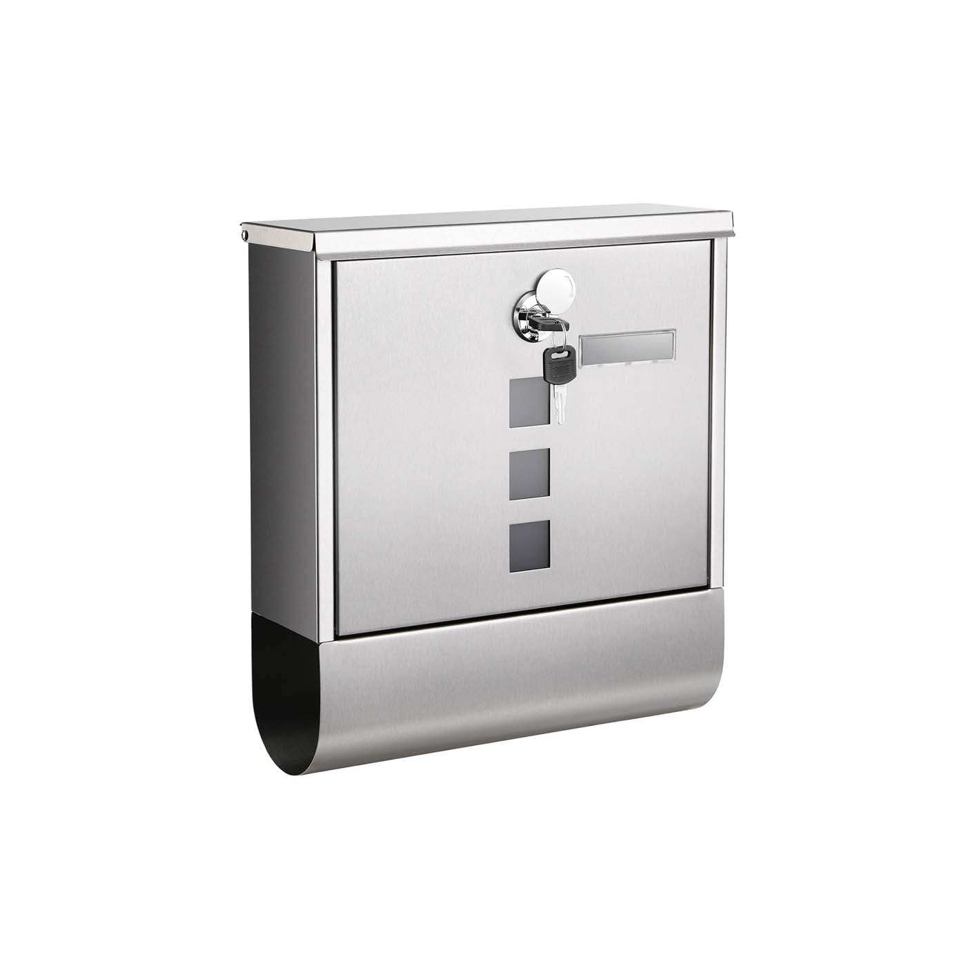 Wall-Mounted Mailbox - Stainless Steel - Black - Lockable with Newspaper Holder and Viewing Windows