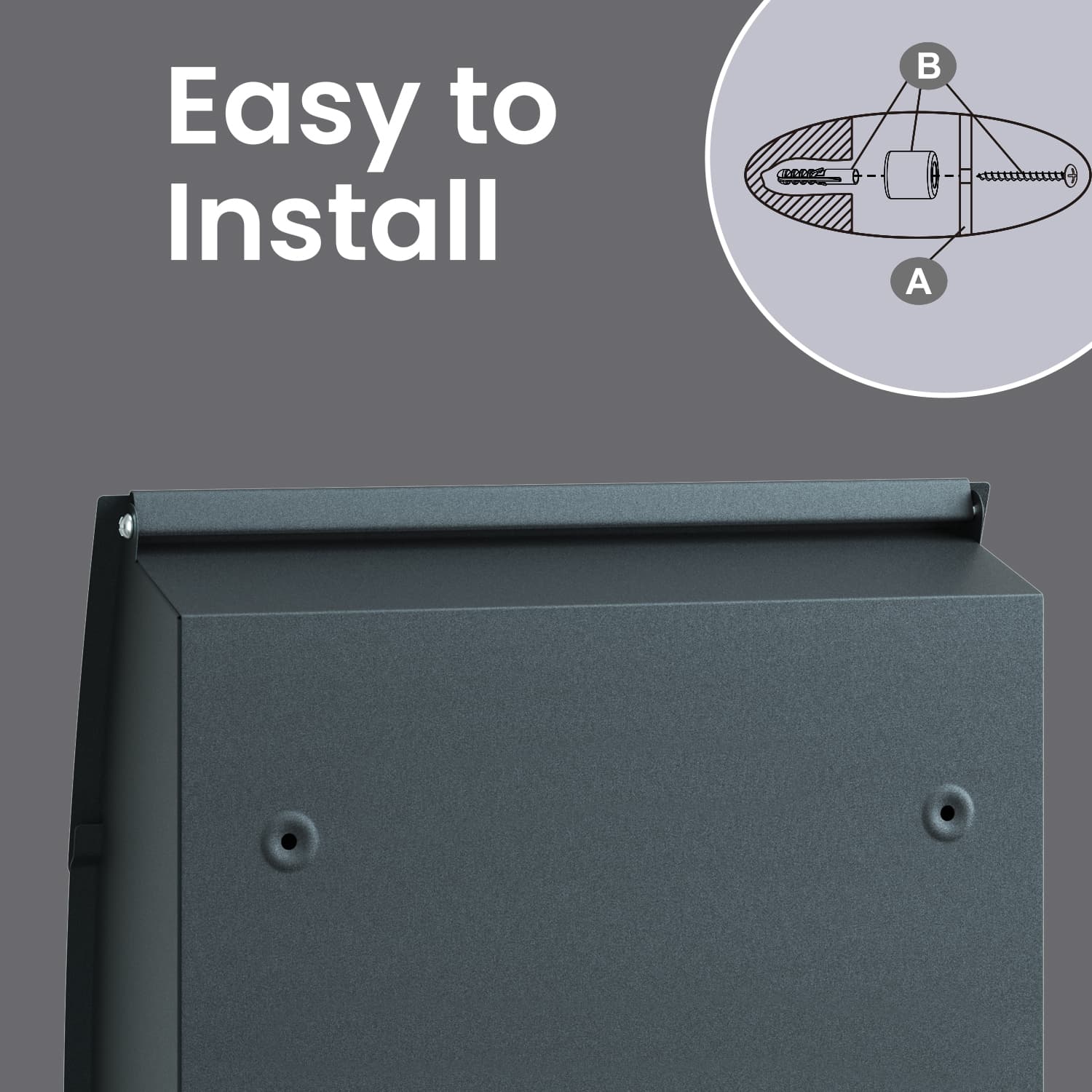 Mailbox - Metal - Anthracite Grey - Wall-Mounted