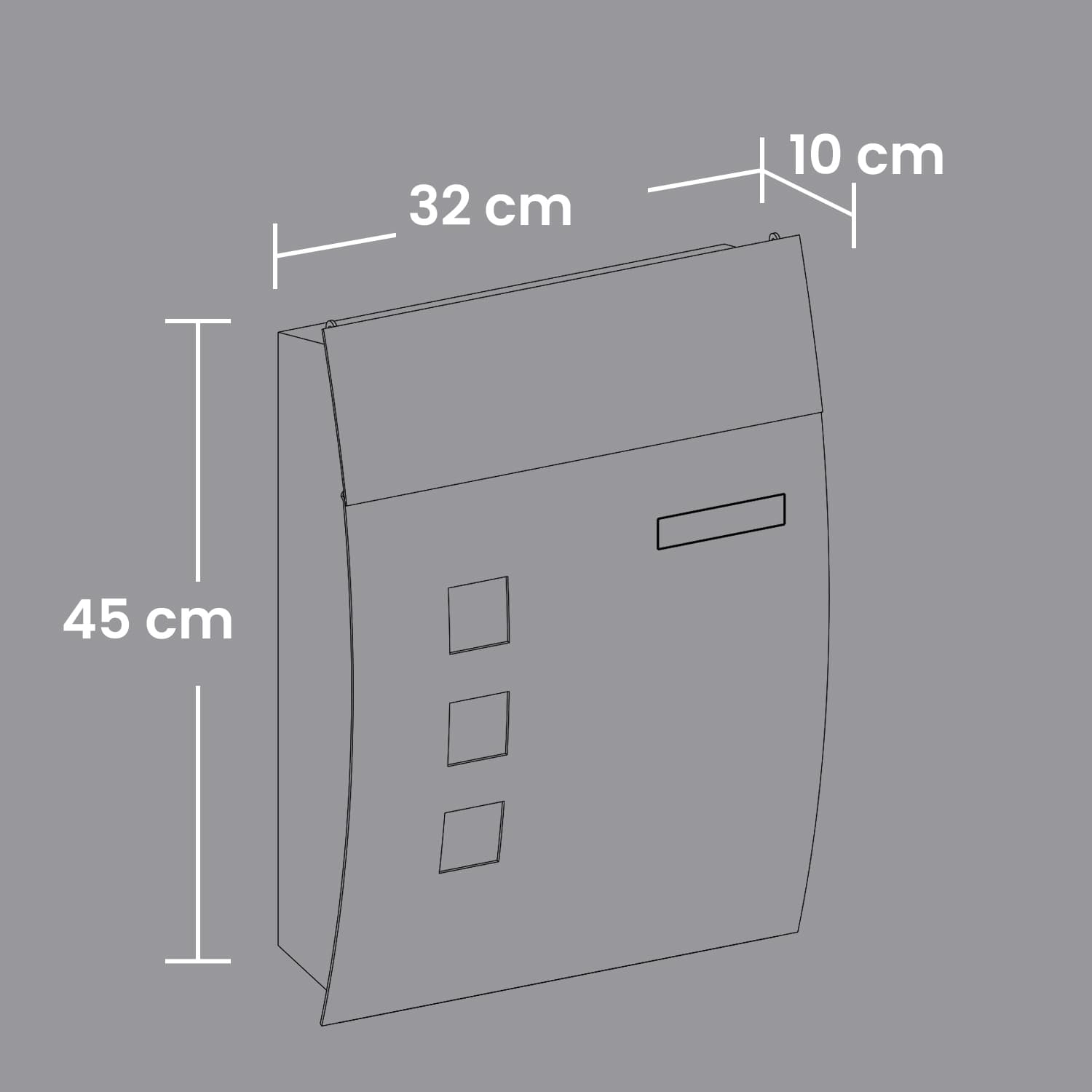 Mailbox - Metal - Anthracite Grey - Wall-Mounted