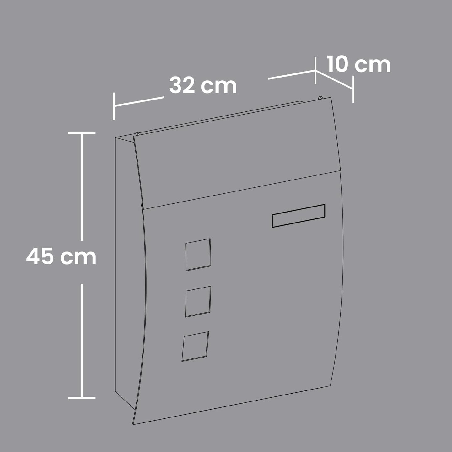 Mailbox - Metal - Anthracite Grey - Wall-Mounted